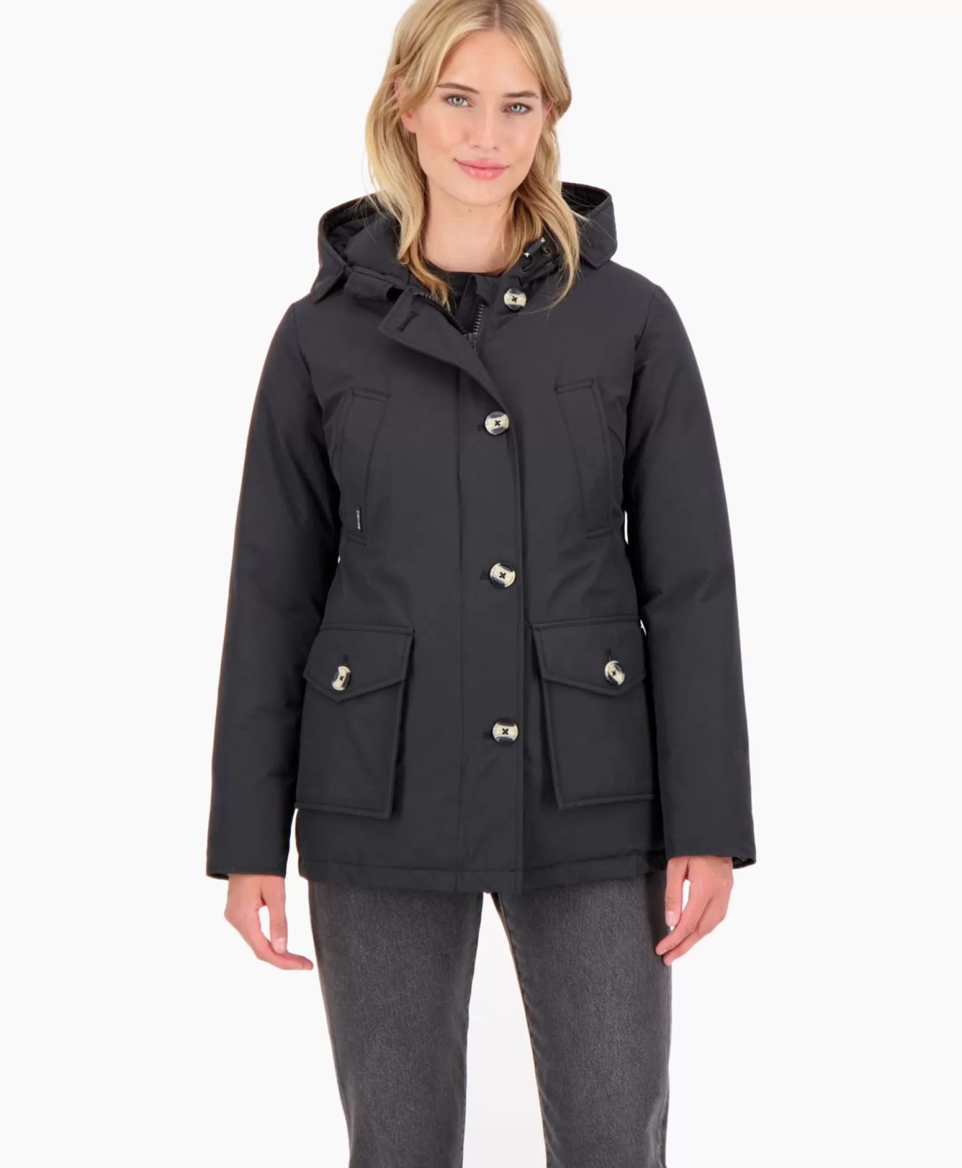 Store Gewatteerde Jas 4 Pocket Parka Zwart Dames Jassen