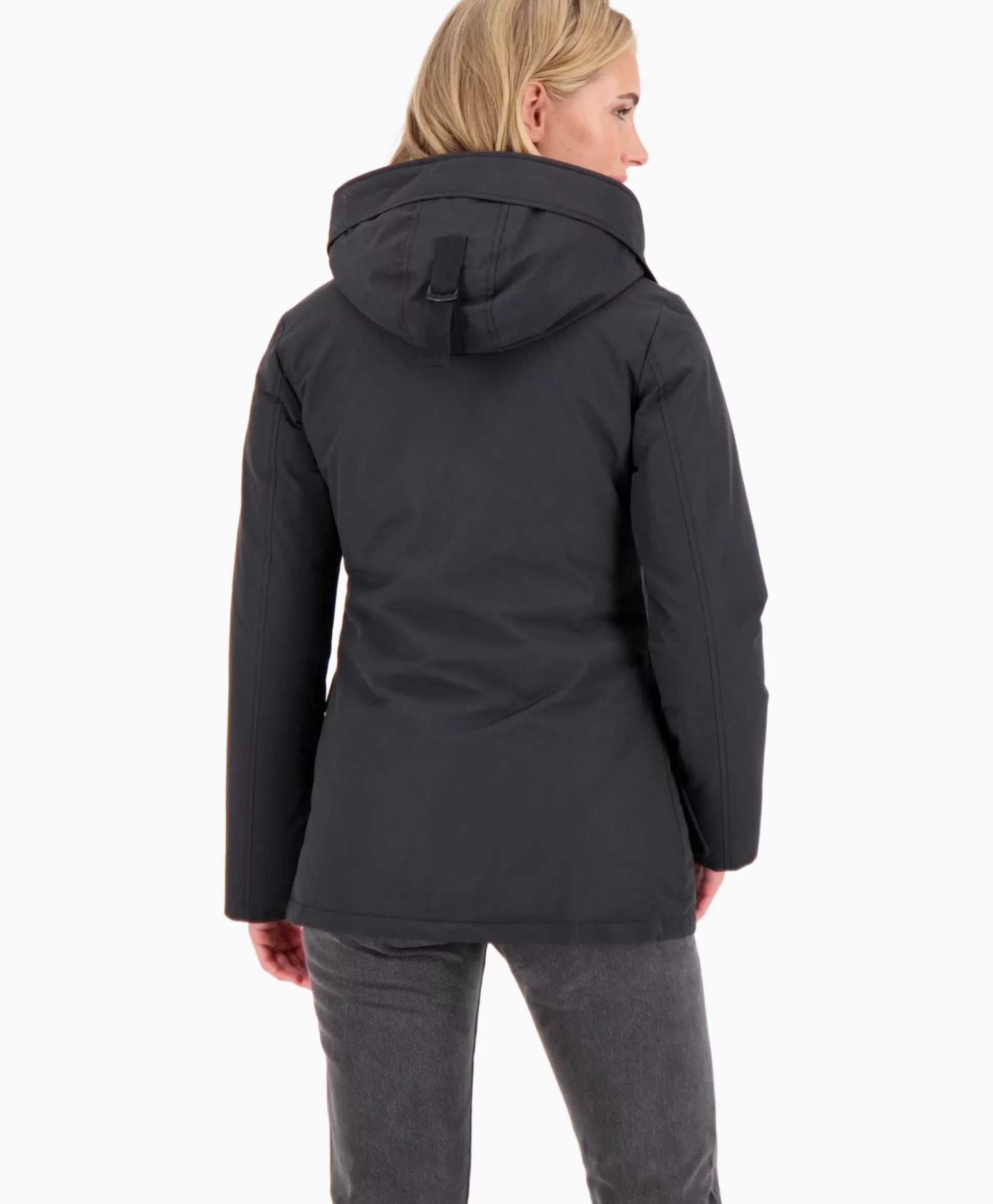 Store Gewatteerde Jas 4 Pocket Parka Zwart Dames Jassen