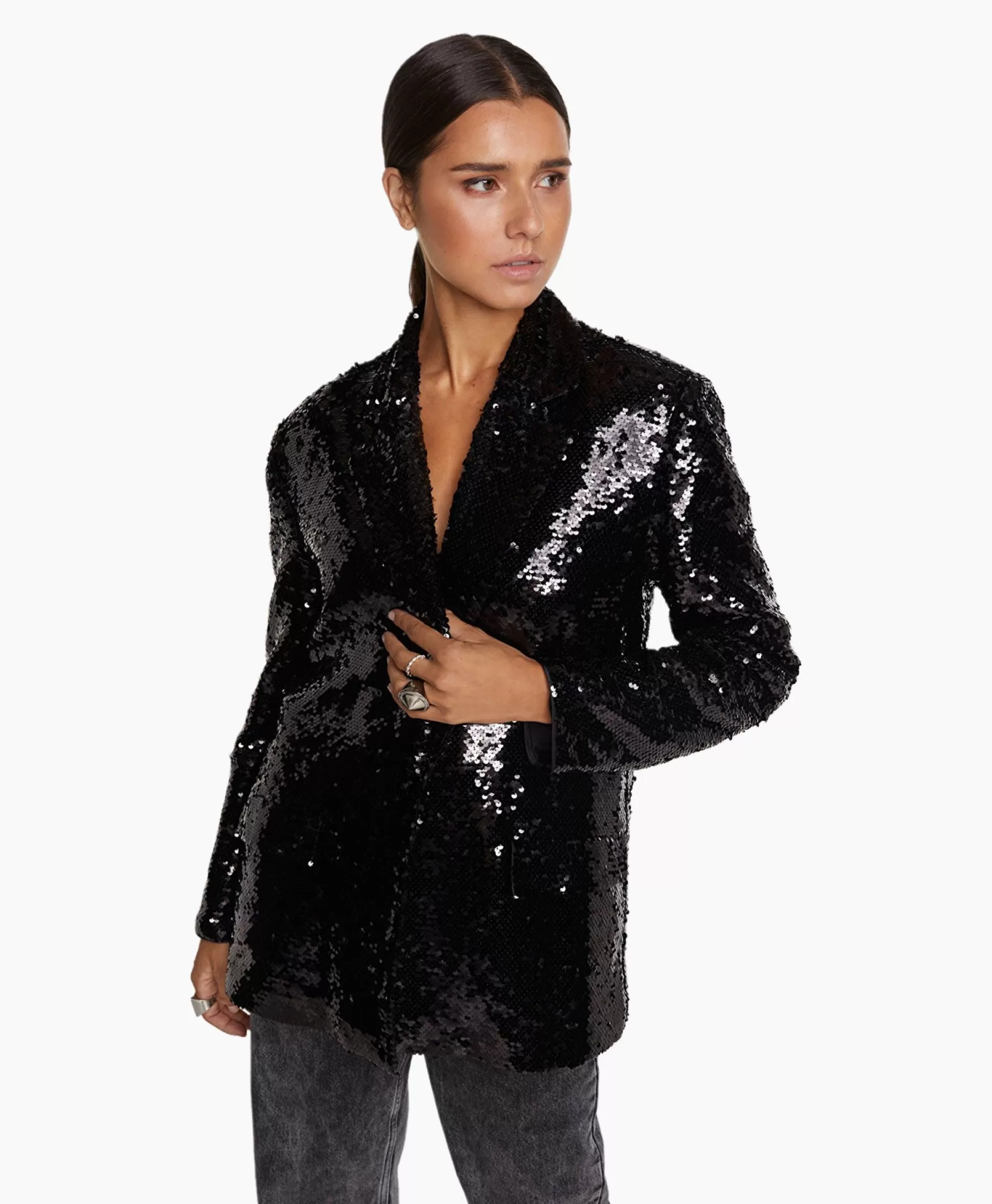 Cheap Blazer Woven With Strass Zwart Dames Blazers