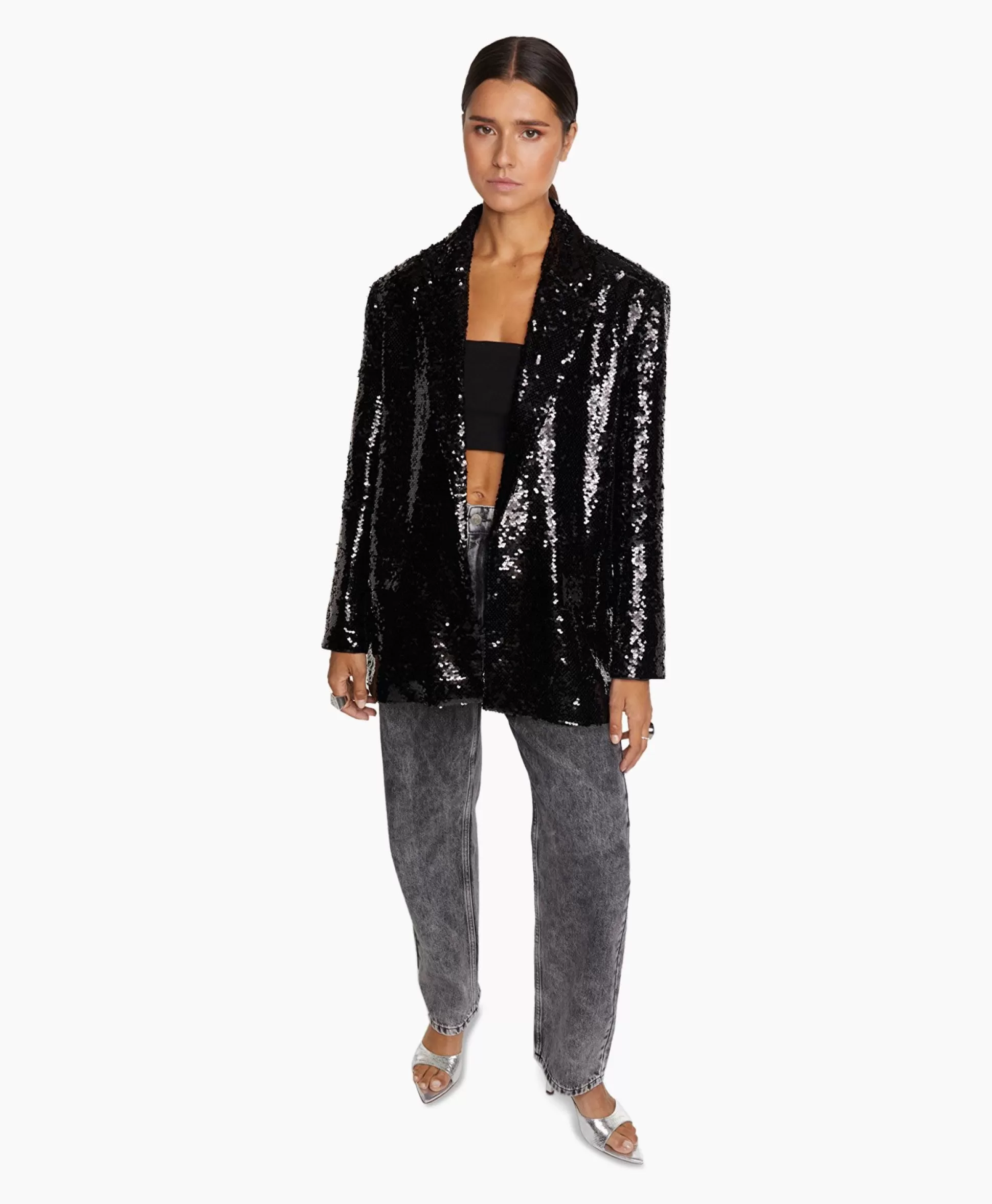 Cheap Blazer Woven With Strass Zwart Dames Blazers