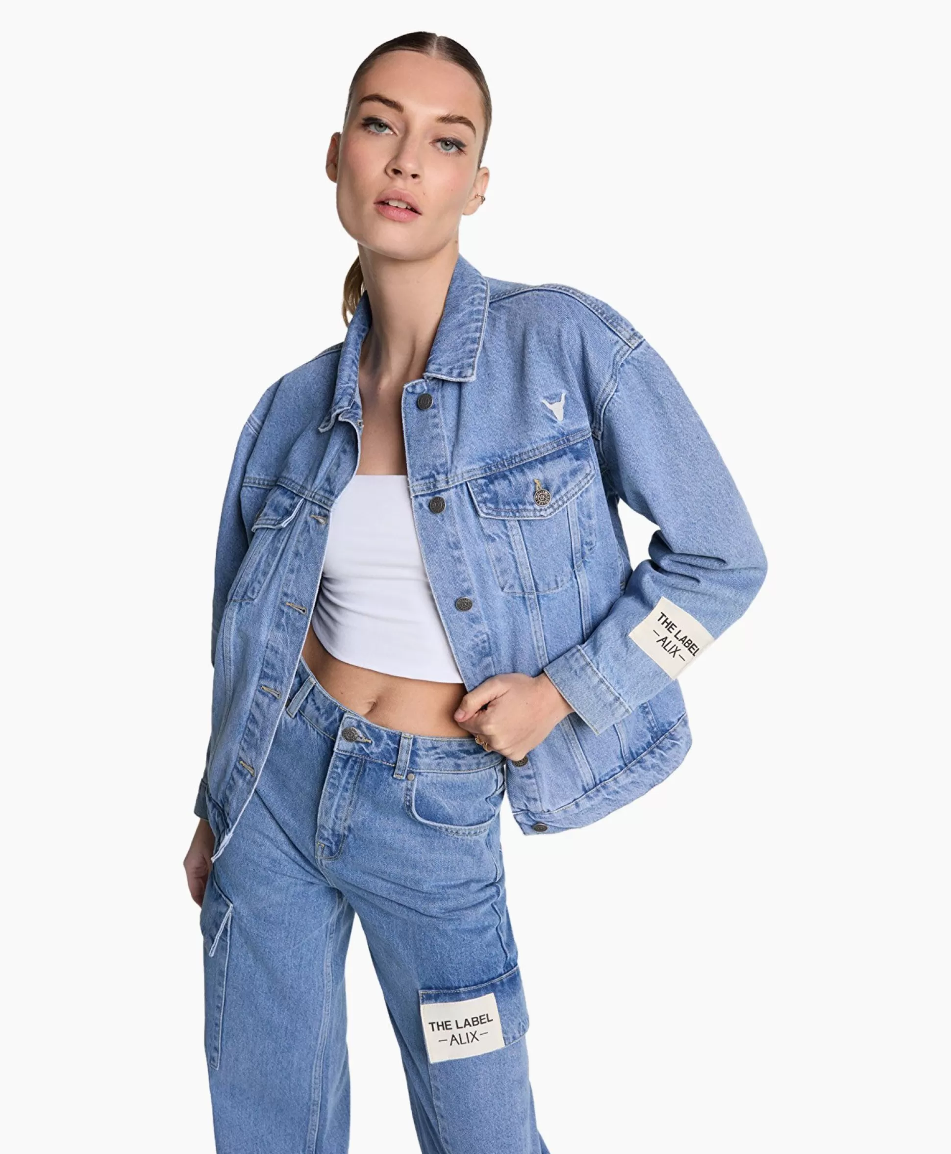 New Jack Woven Denim Blauw Dames Jassen