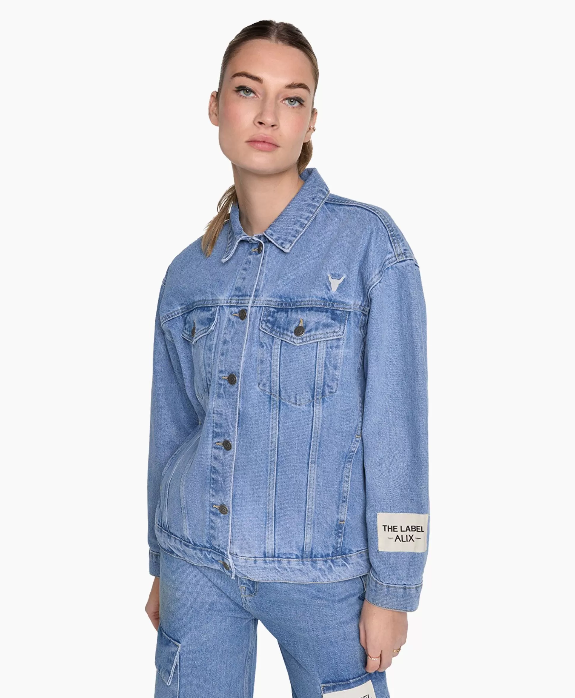 New Jack Woven Denim Blauw Dames Jassen