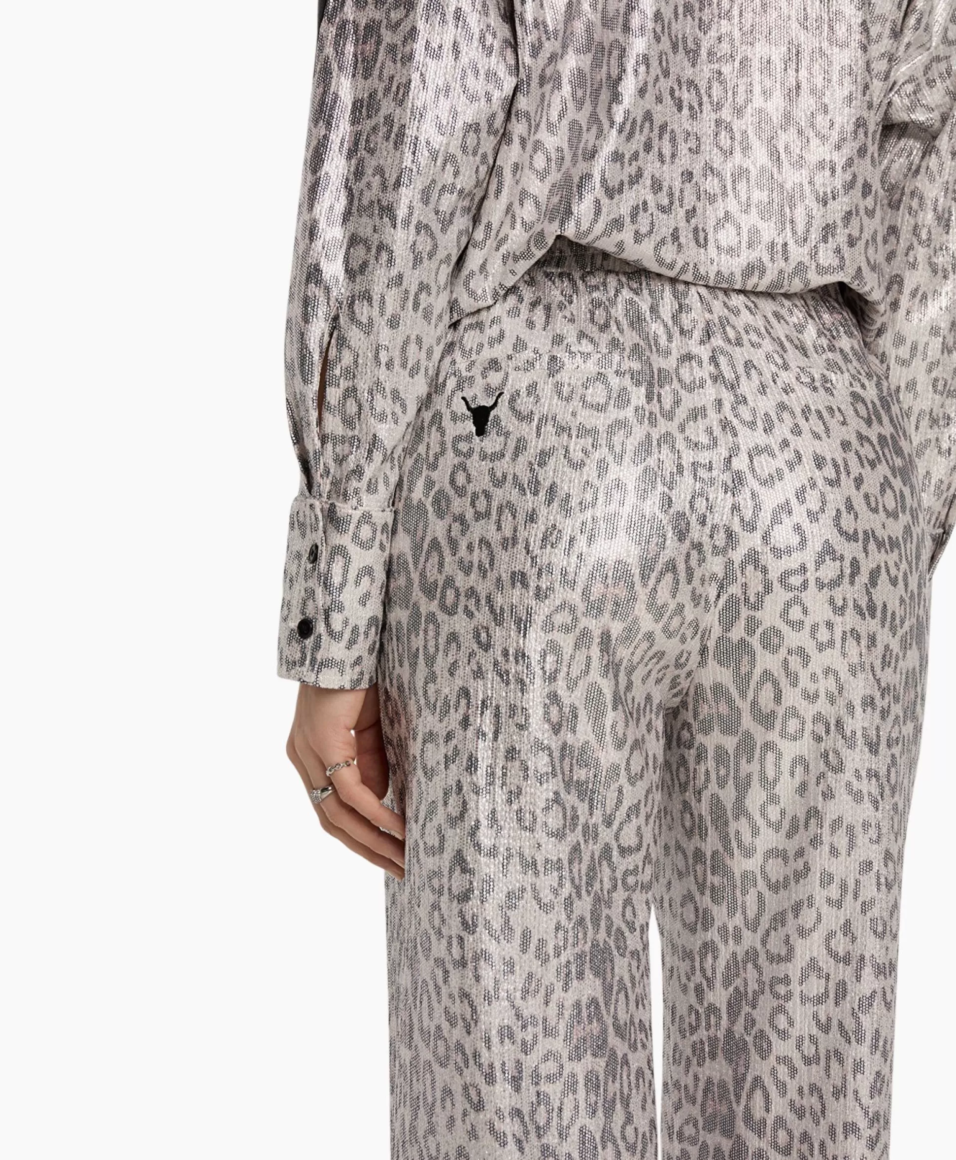 Best Sale Pantalon Knitted Leopard Zilver Dames Broeken