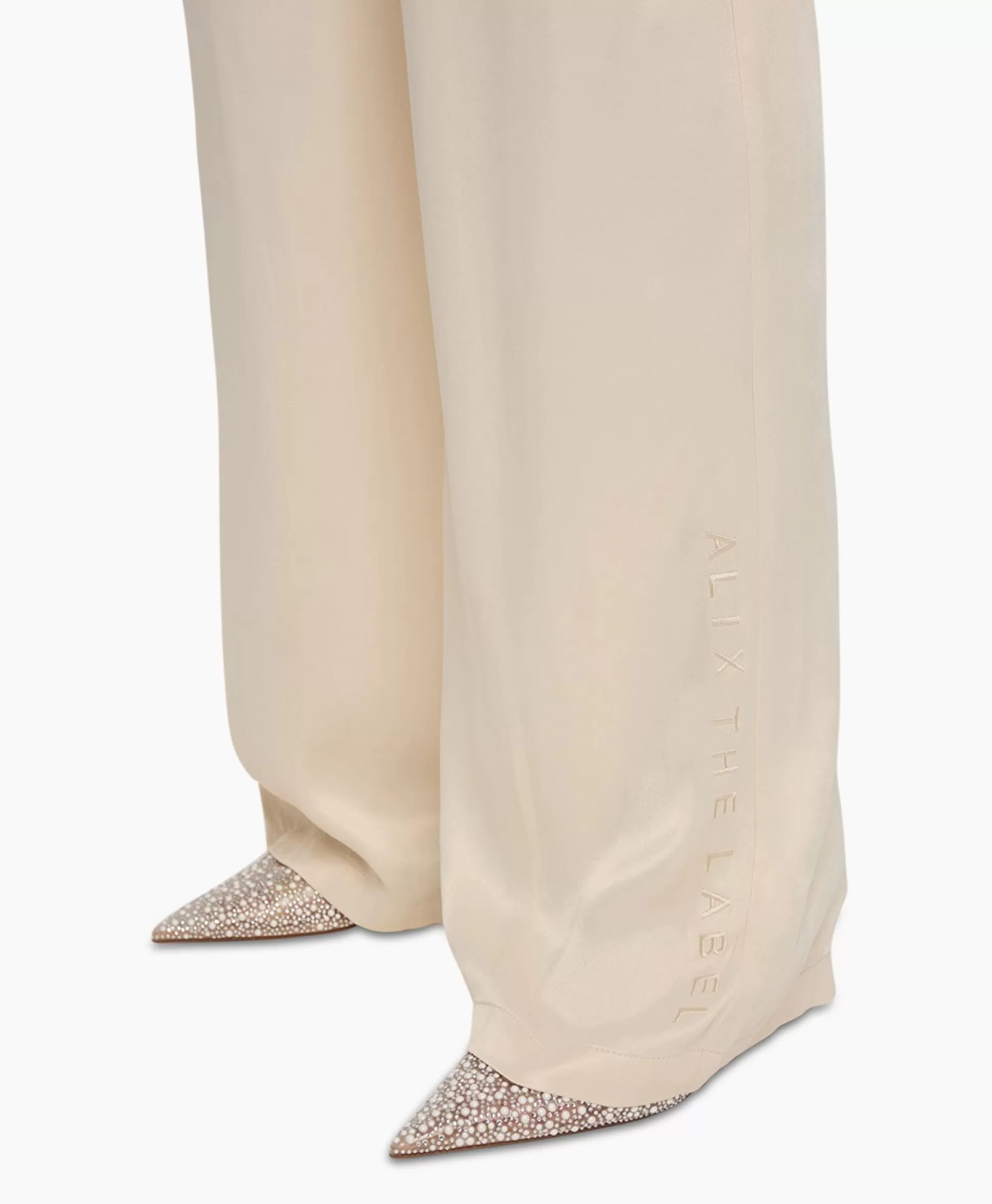 Flash Sale Pantalon Woven Satin Ecru Dames Broeken