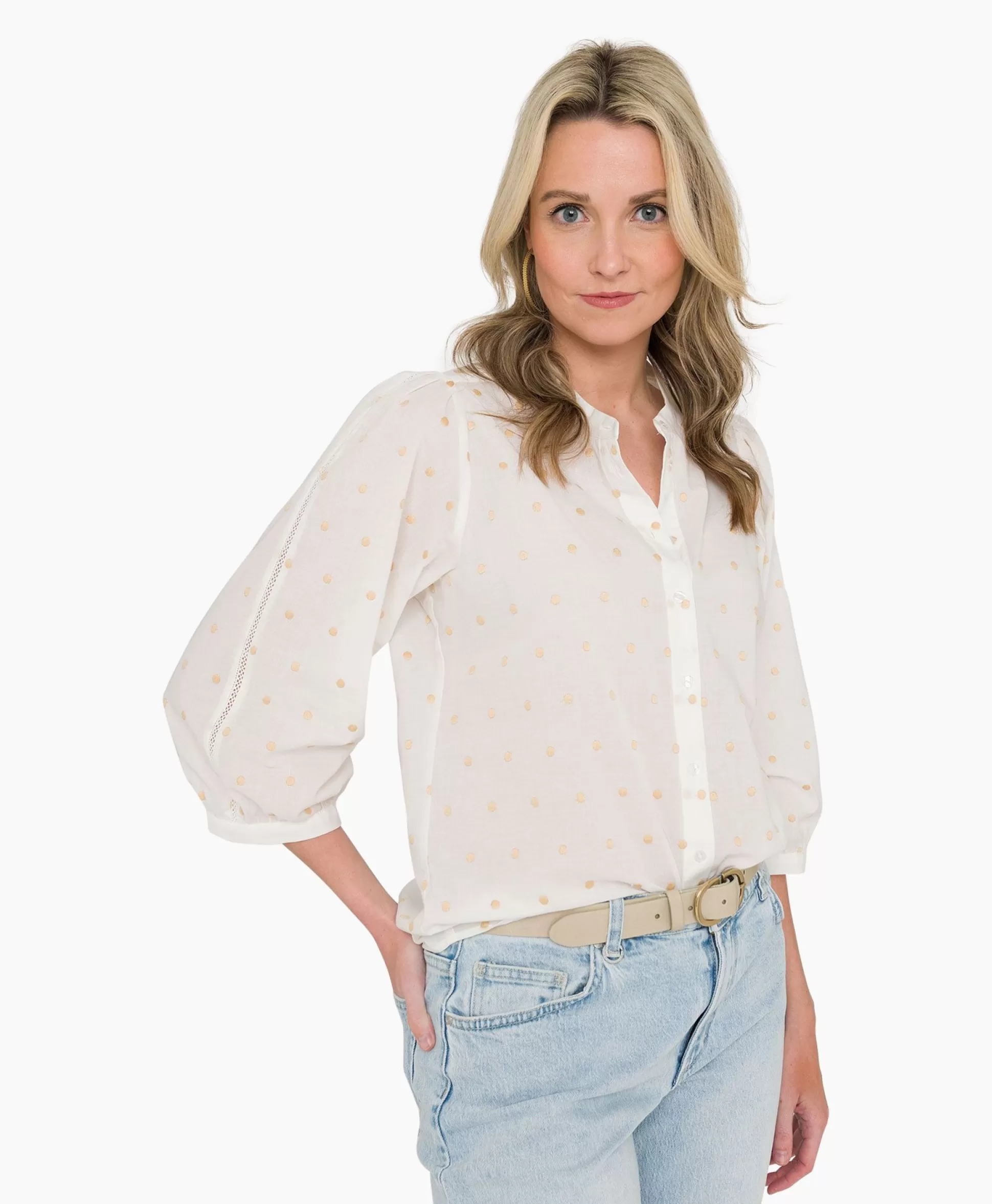 Sale Blouse 17A05-03065C Off White Dames Blouses