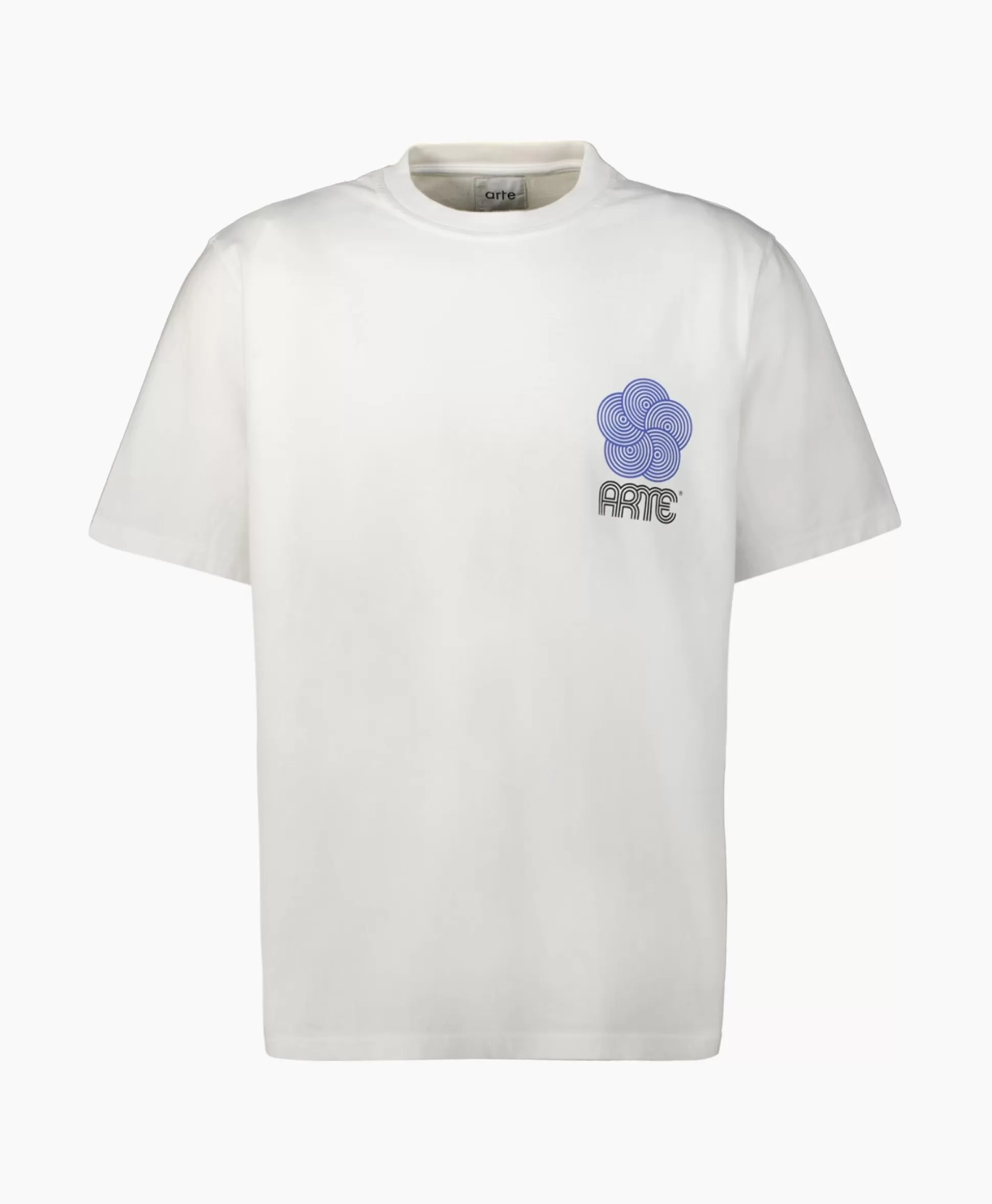 Cheap T-Shirt Korte Mouw Circle Flower Back Front Print Wit Heren T-Shirts
