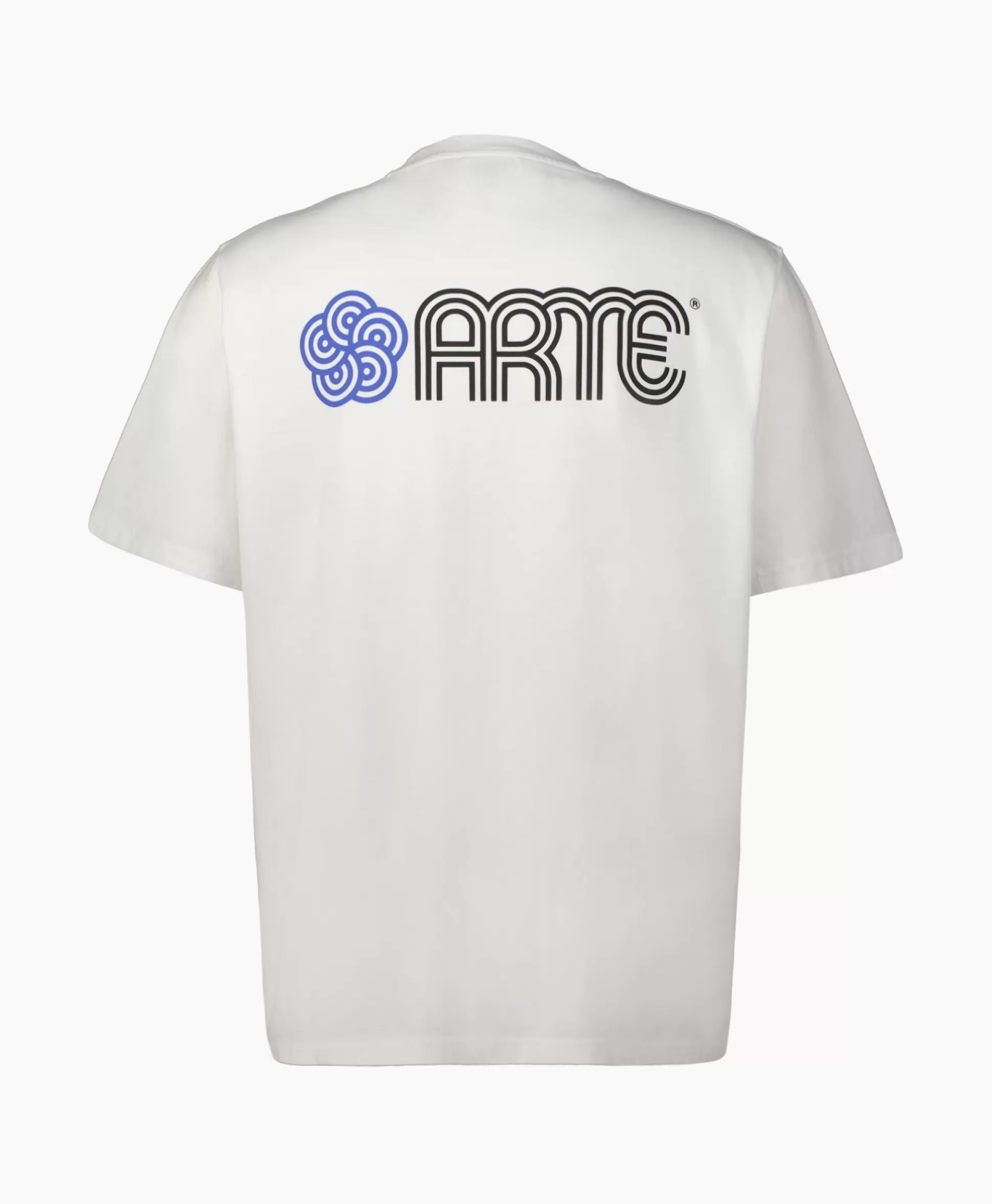 Cheap T-Shirt Korte Mouw Circle Flower Back Front Print Wit Heren T-Shirts