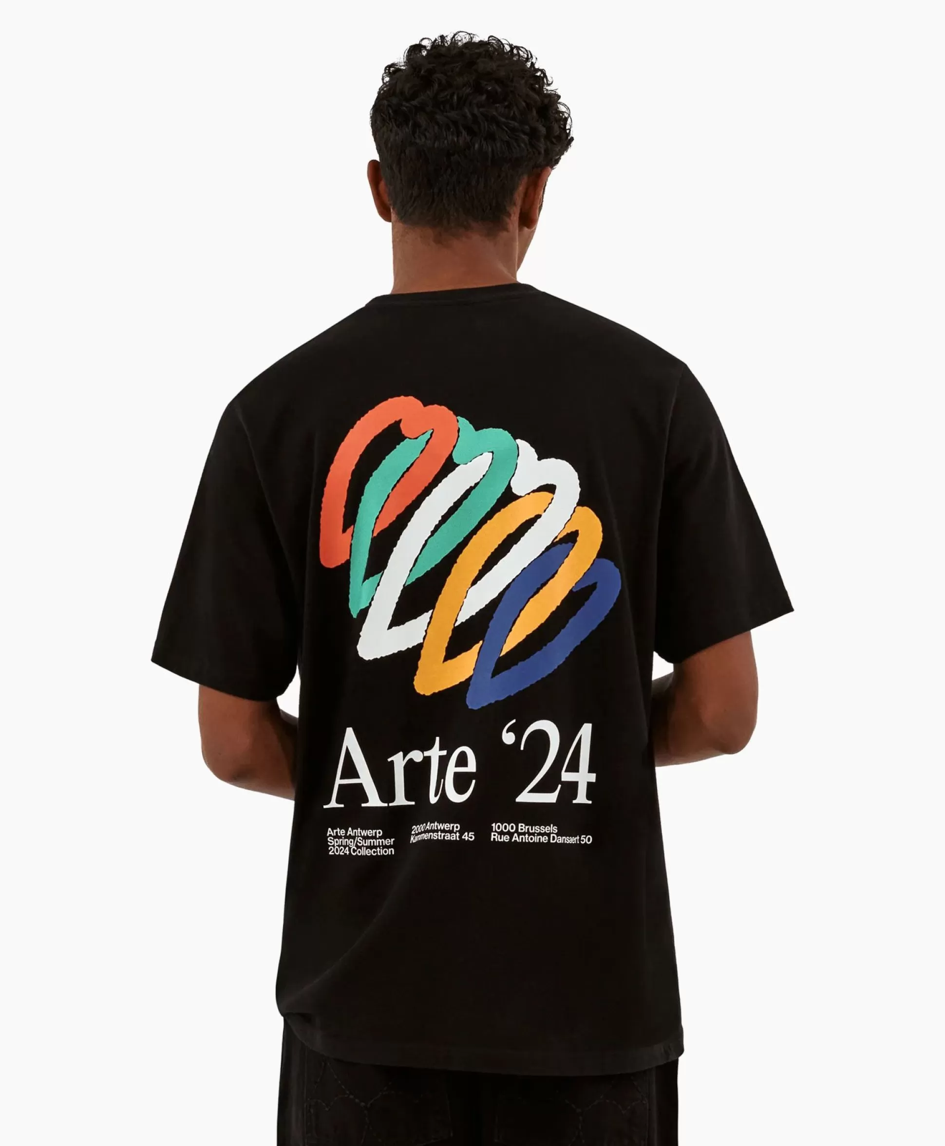 Discount T-Shirt Korte Mouw Heart Rings Back Print Zwart Heren T-Shirts