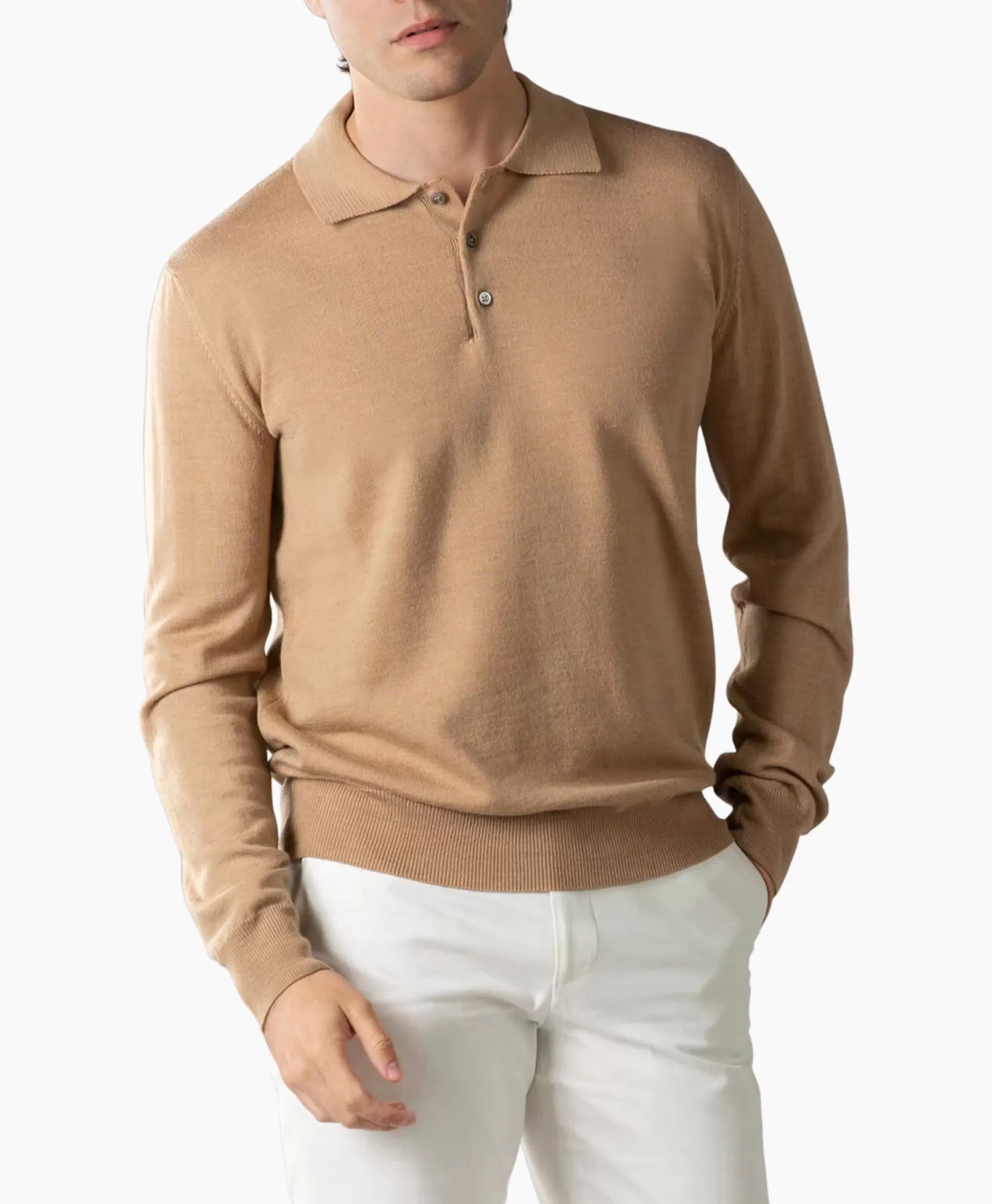 Best Sale Polo Longsleeve Beige Heren Polo's