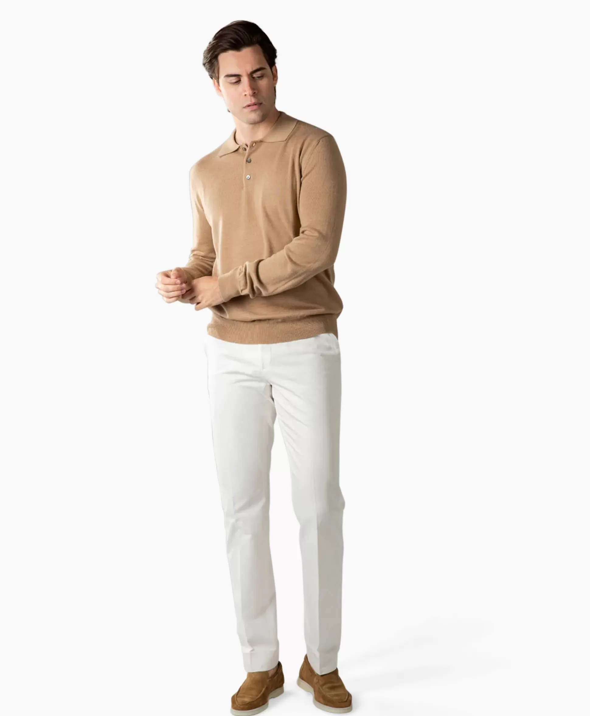 Best Sale Polo Longsleeve Beige Heren Polo's