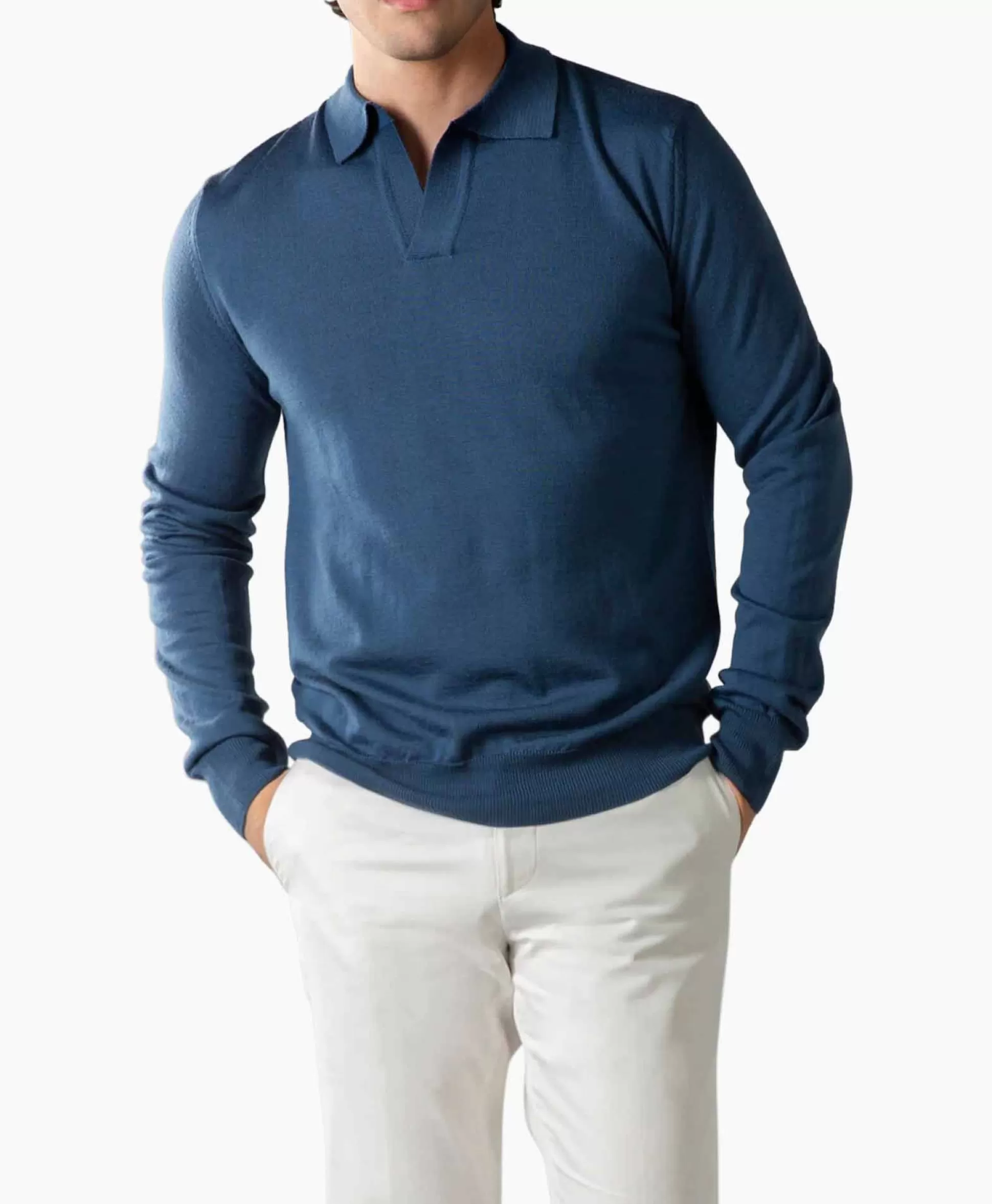 Cheap Pullover Buttonless Polo L Blauw Heren Truien