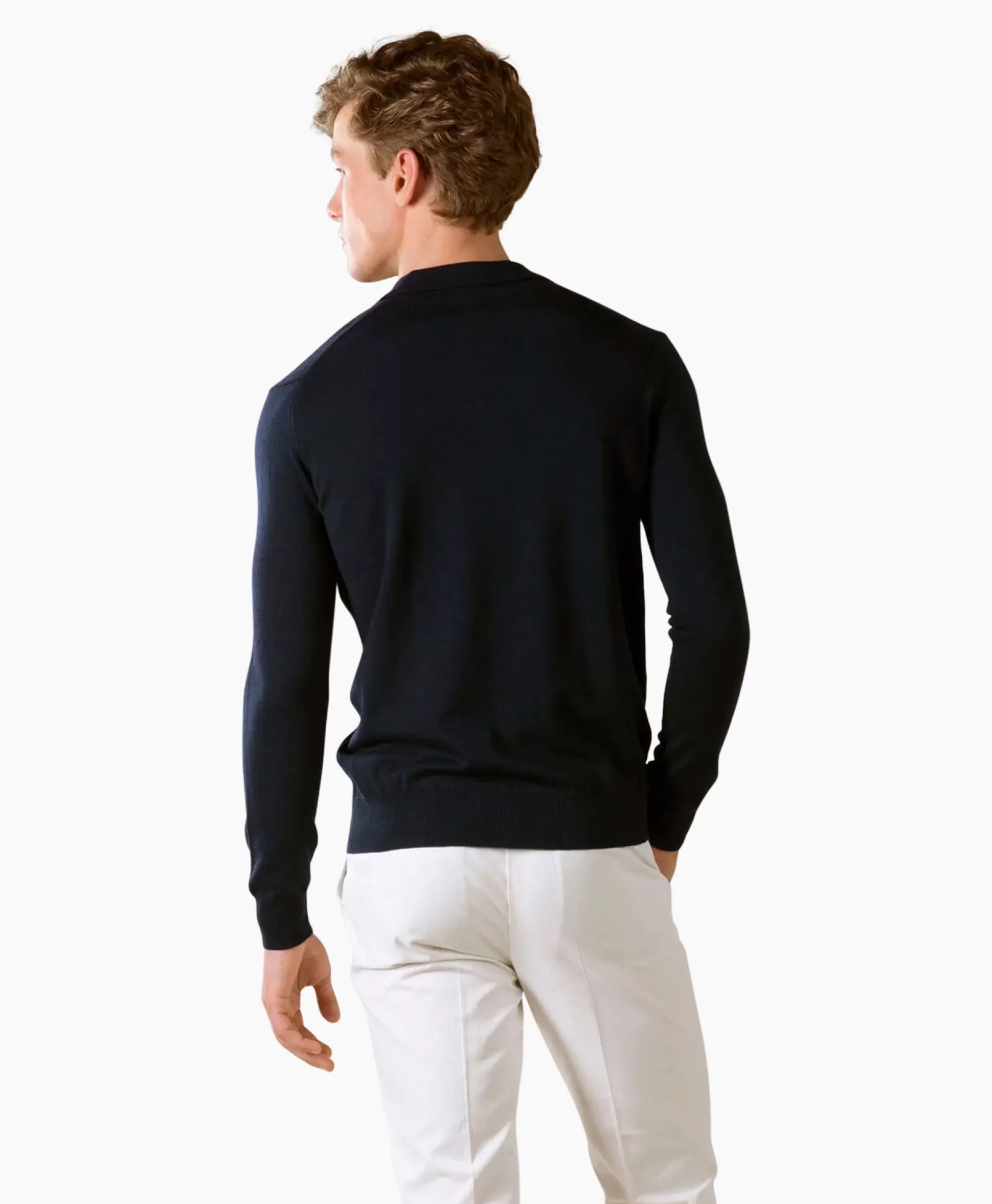 Best Sale Pullover Rib Zip Polos Ls Donker Blauw Heren Truien