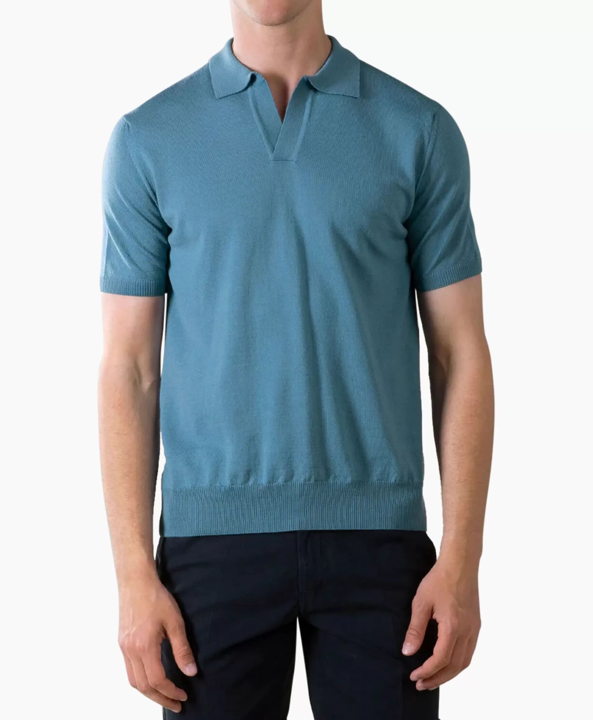 Best Sale Polo Buttonless Sl Blauw Heren Polo's