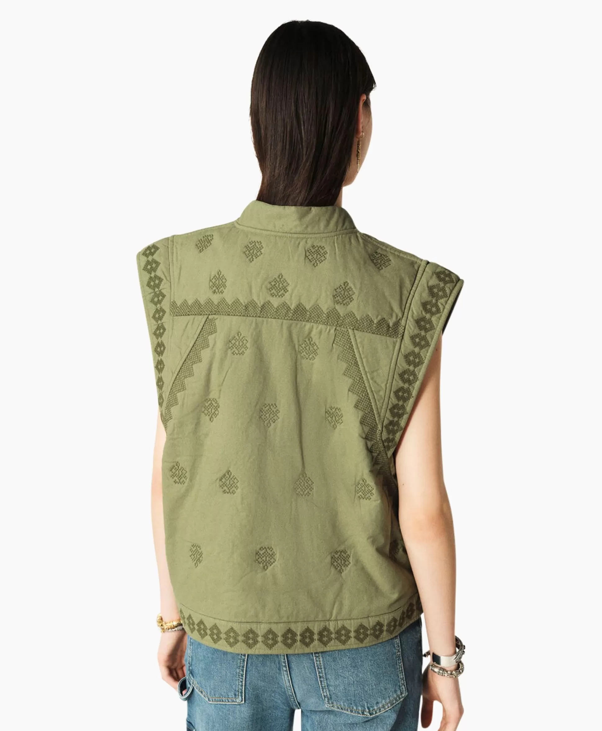 Online Ba&Sh Gilet Mina Khaki Dames Gilets