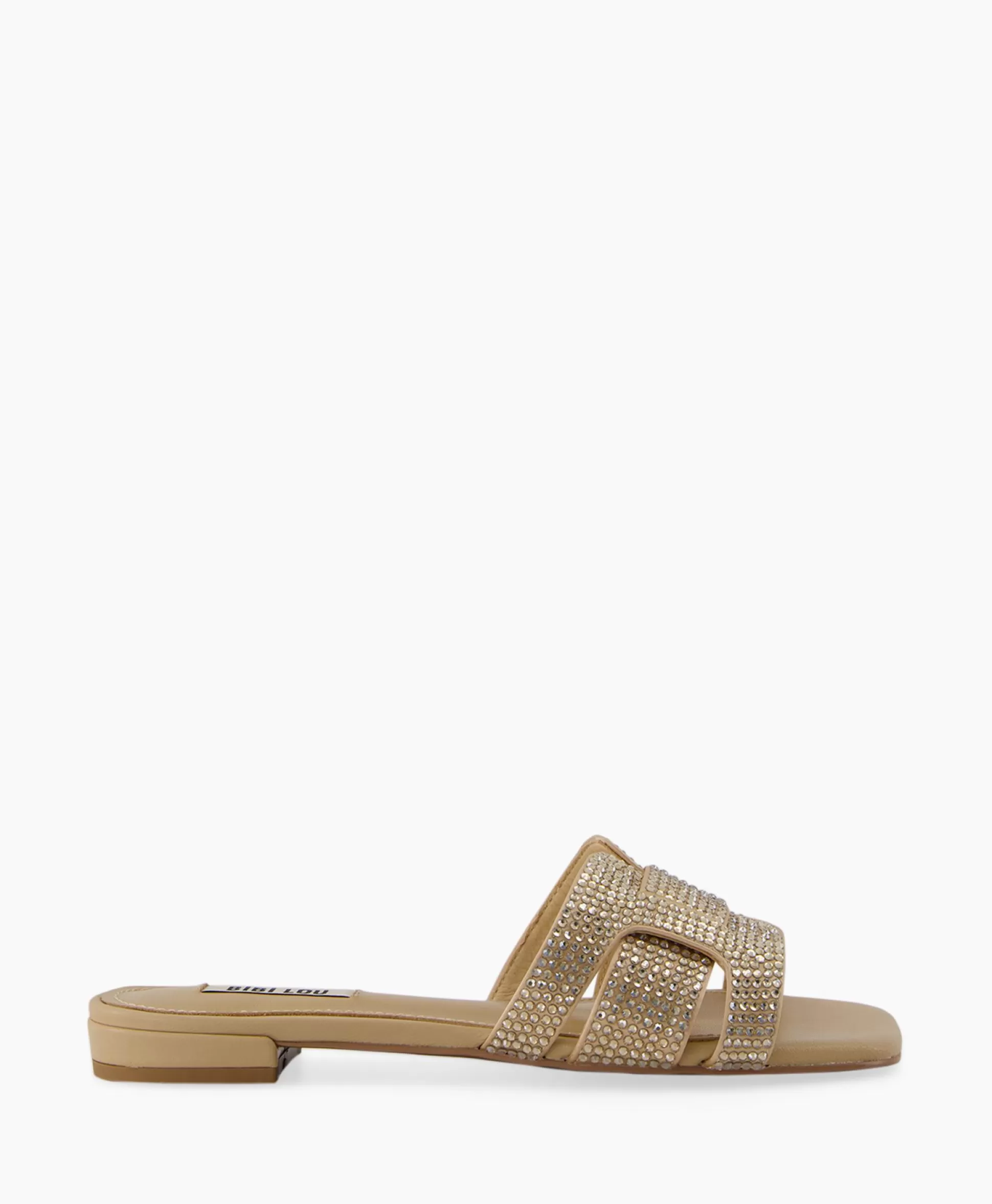 Outlet Sandaal Zonder Hak Strass Beige Dames Sandalen