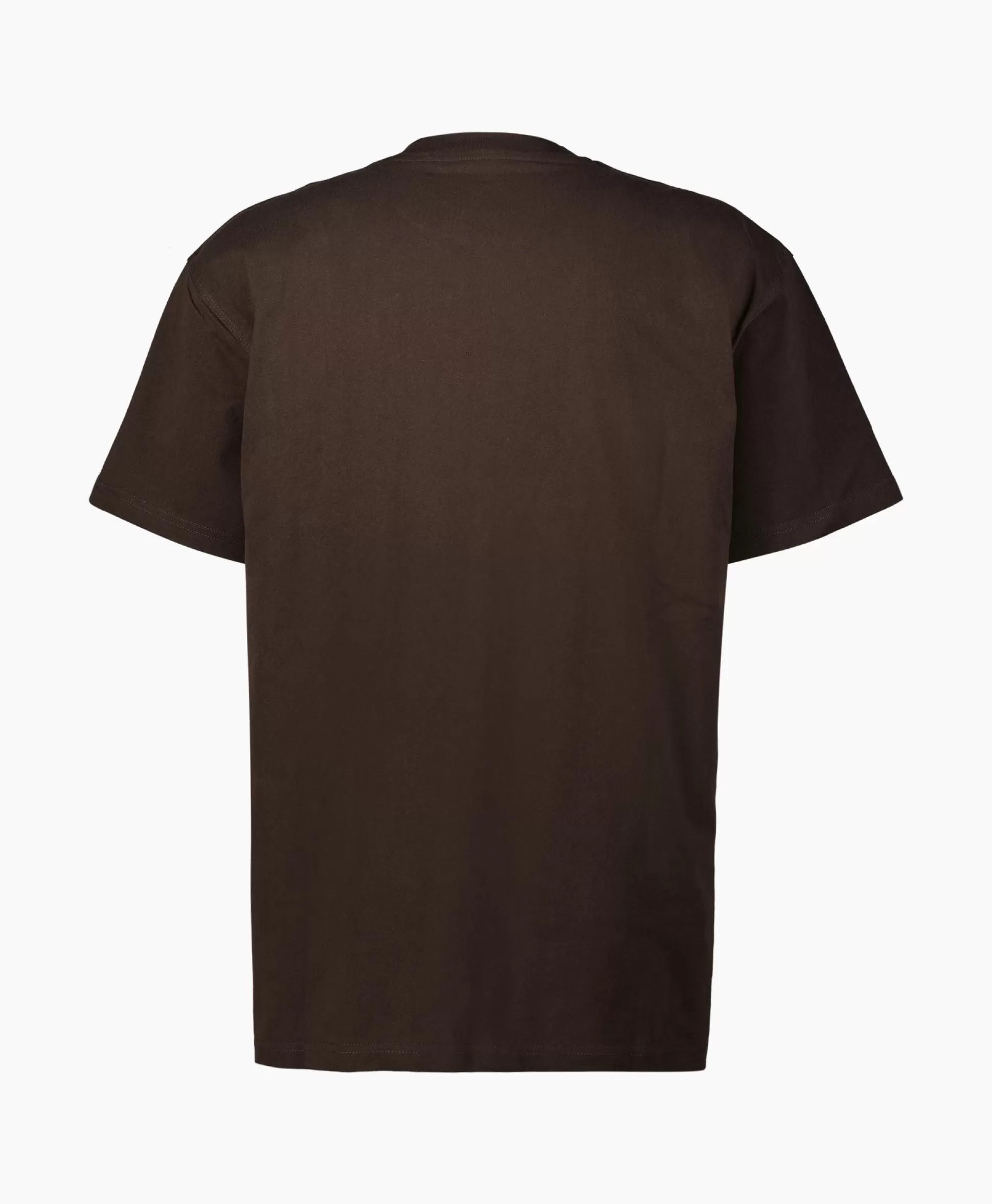 Outlet T-Shirt S/S American Script Organic Cotton Donker Bruin Heren T-Shirts
