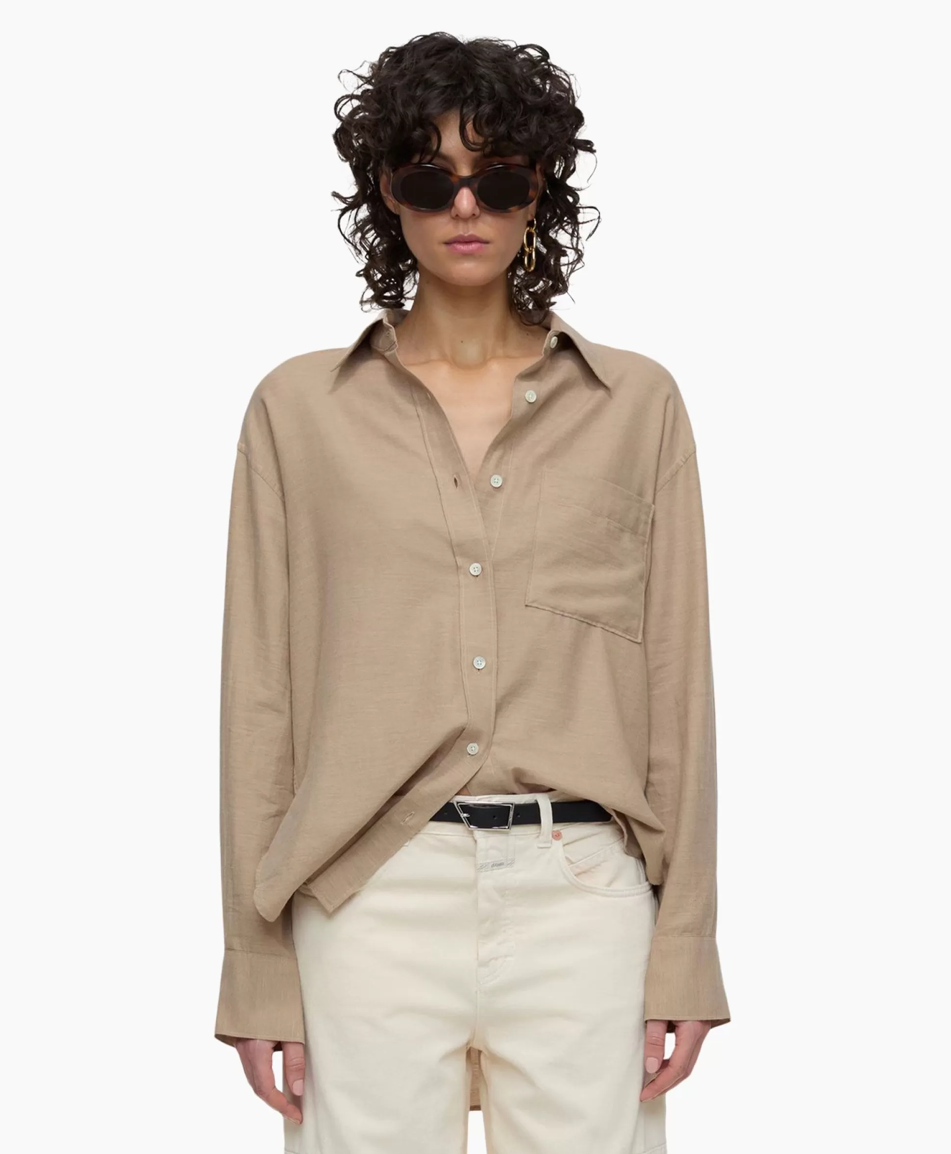 Best Sale Blouse Shirt With Pocket Grijs Dames Blouses