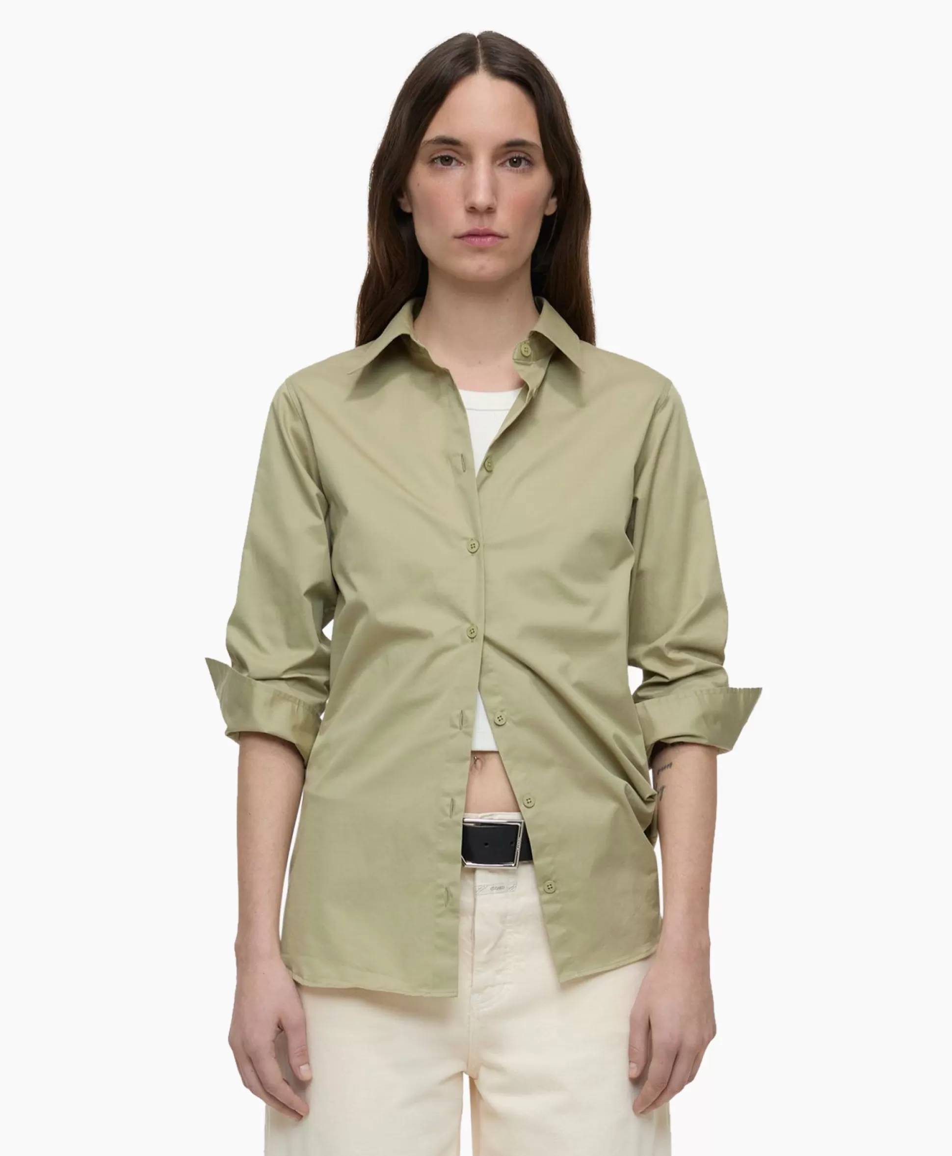 Outlet Blouse Waisted Beige Dames Blouses