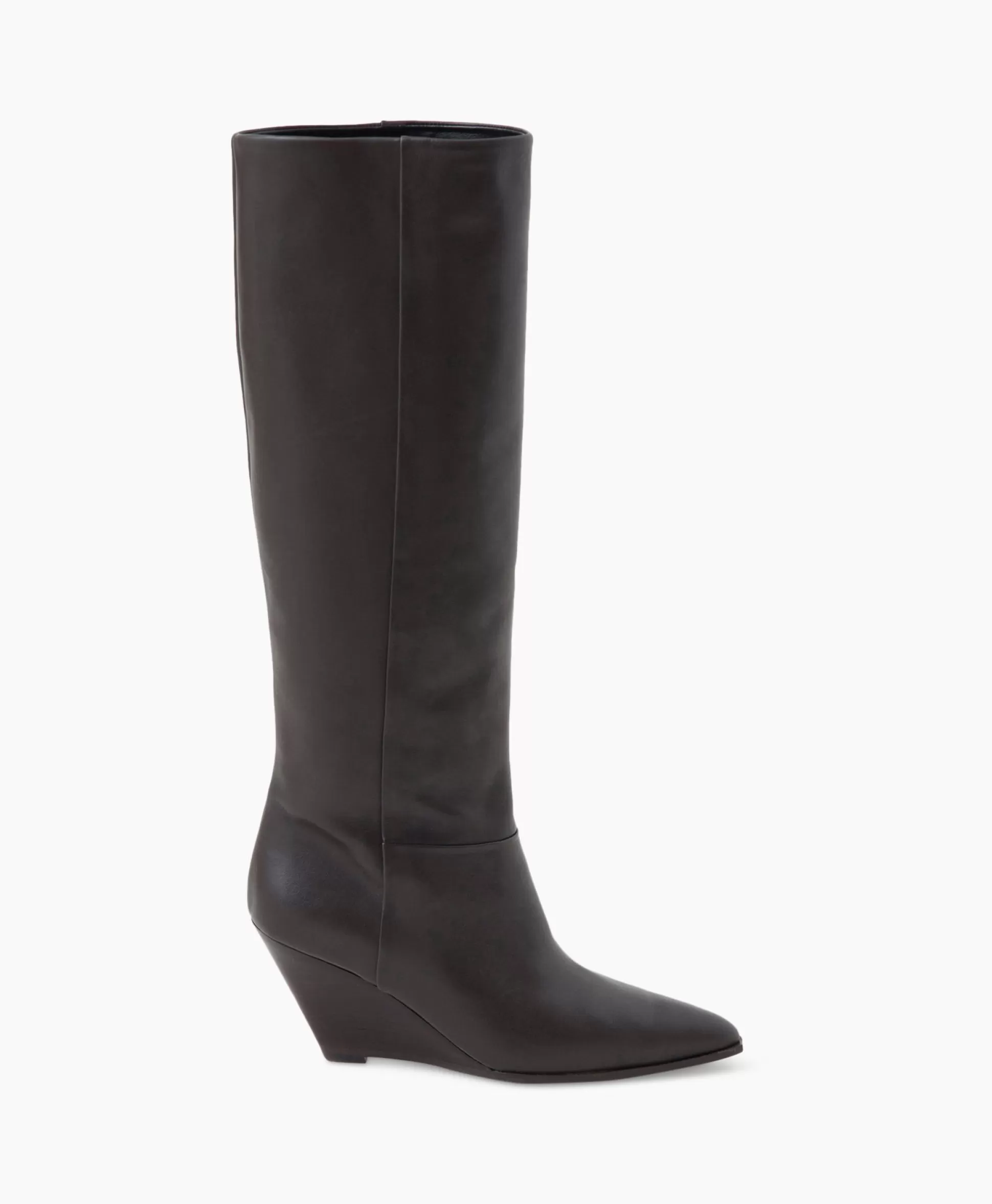 Hot Lange Laars Wedge Boot Donker Bruin Dames Laarzen