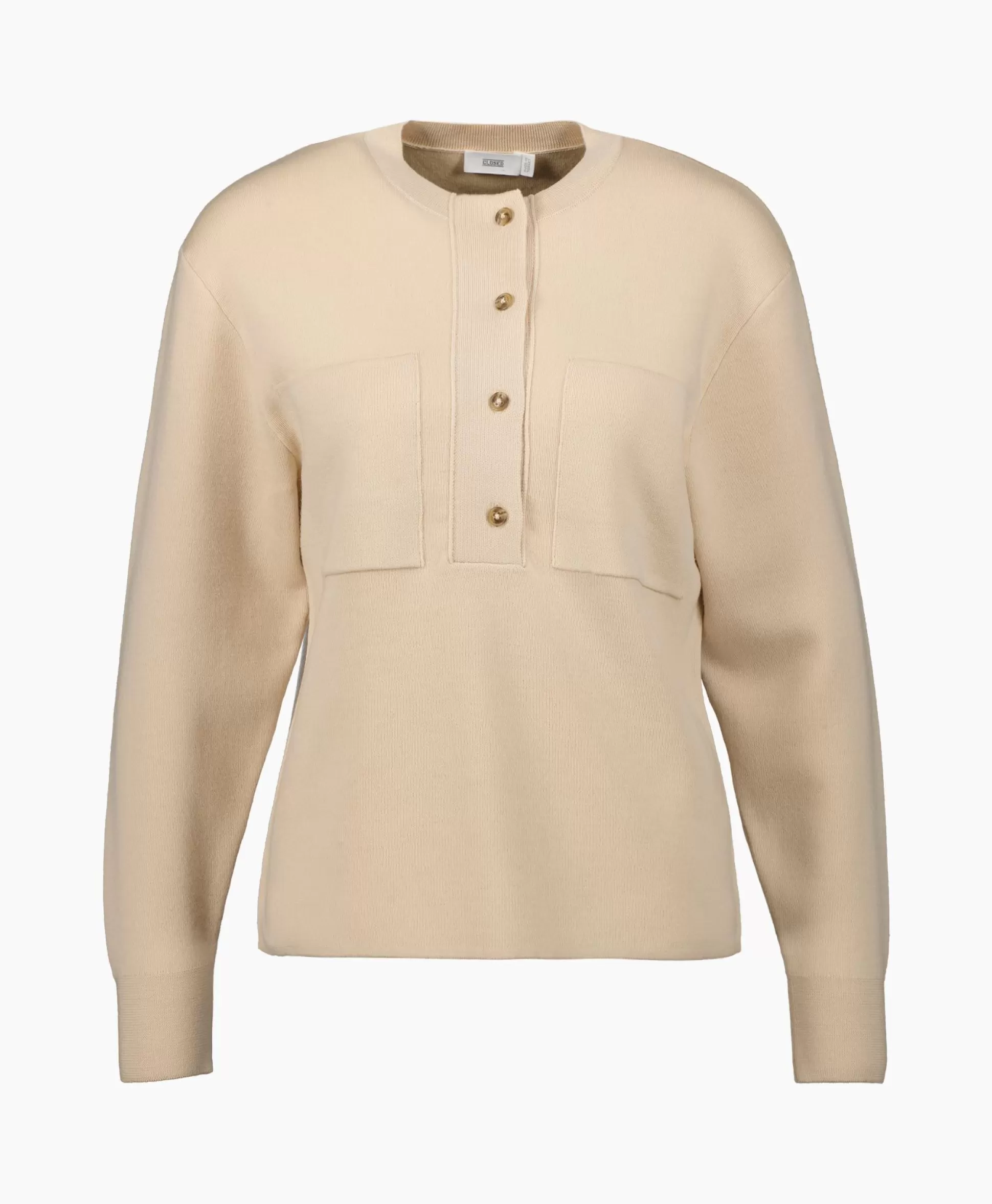 Clearance Pullover Crew Neck Henley Beige Dames Truien