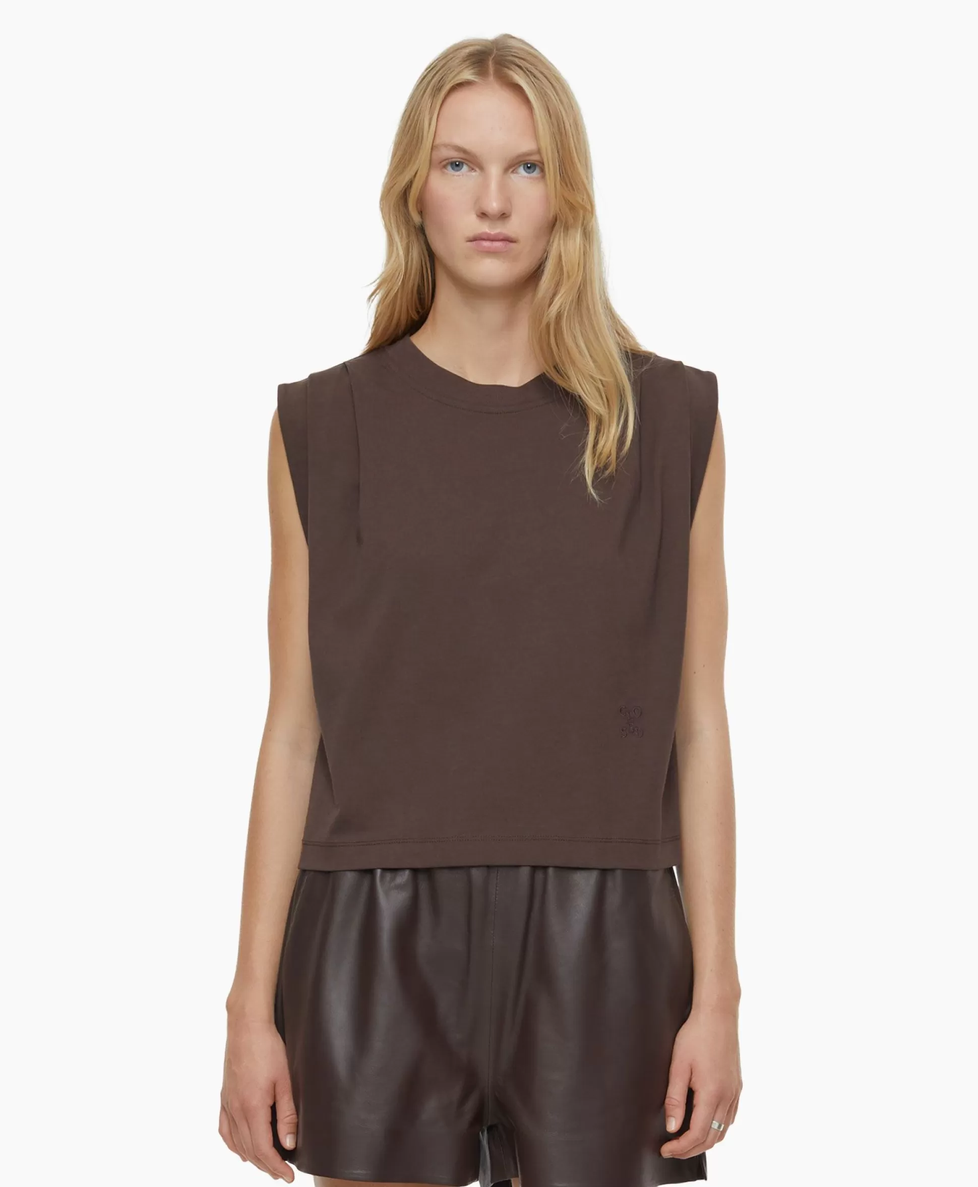 Shop Top Pleated Sleeveless Bruin Dames T-Shirts & Tops