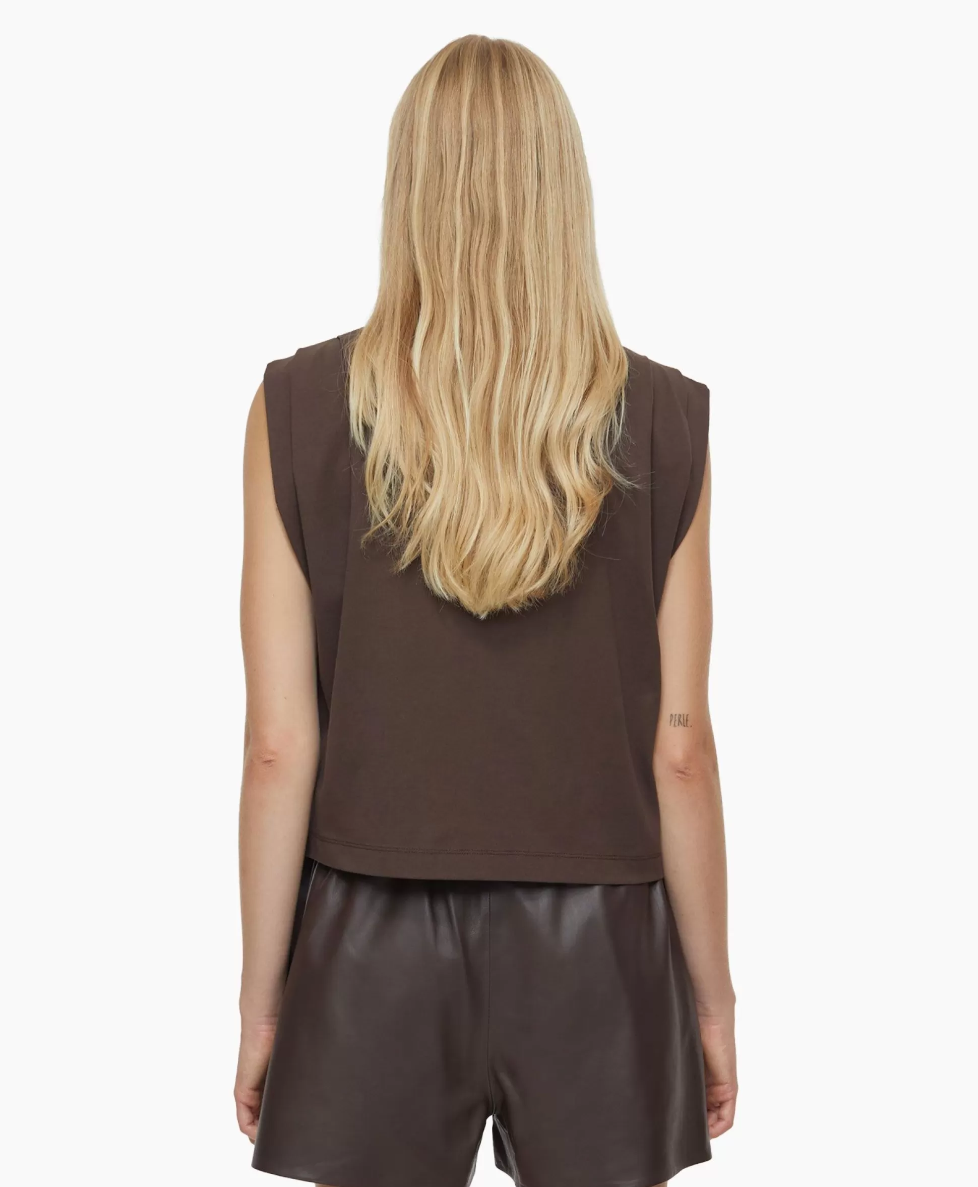 Shop Top Pleated Sleeveless Bruin Dames T-Shirts & Tops