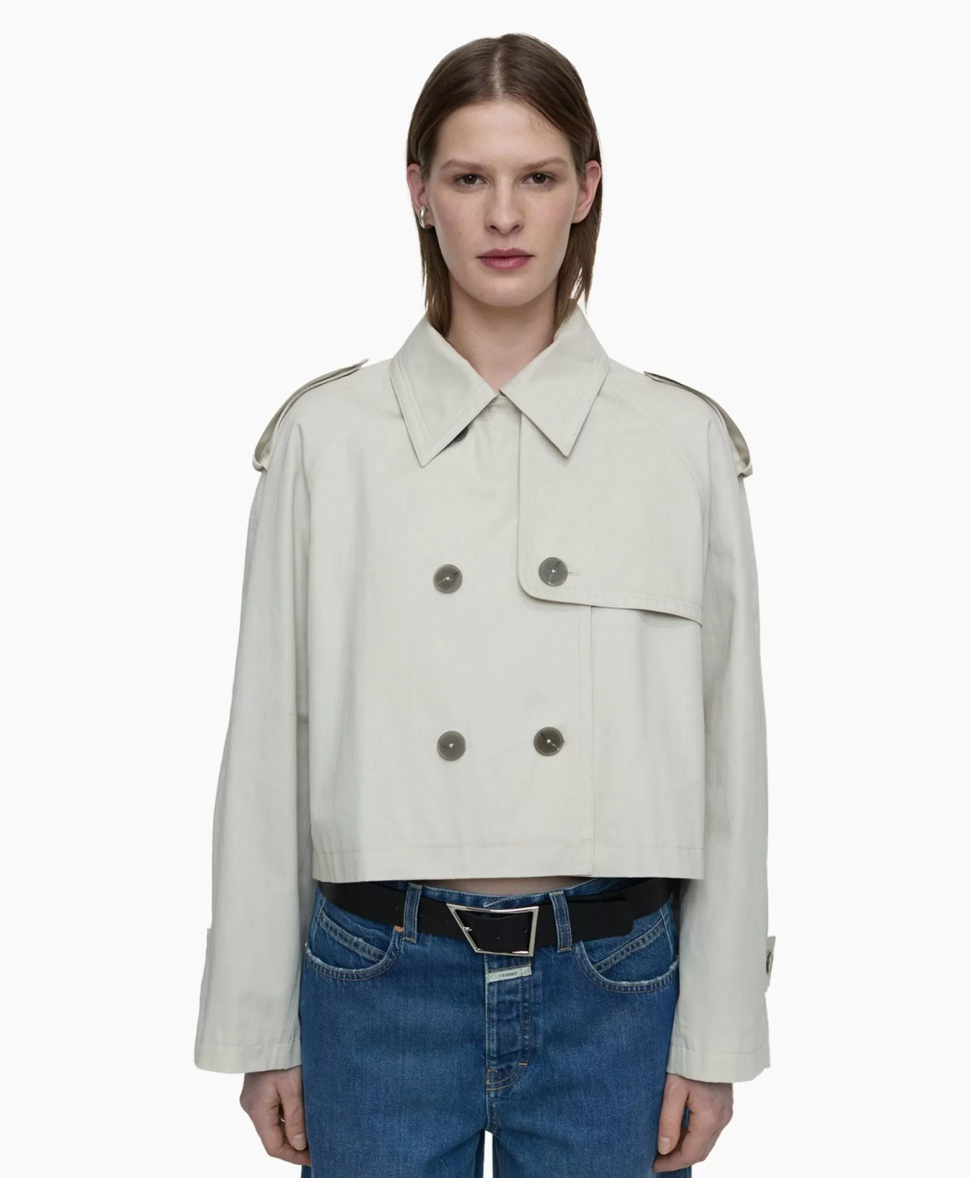 Fashion Trenchcoat Cropped Ecru Dames Jassen