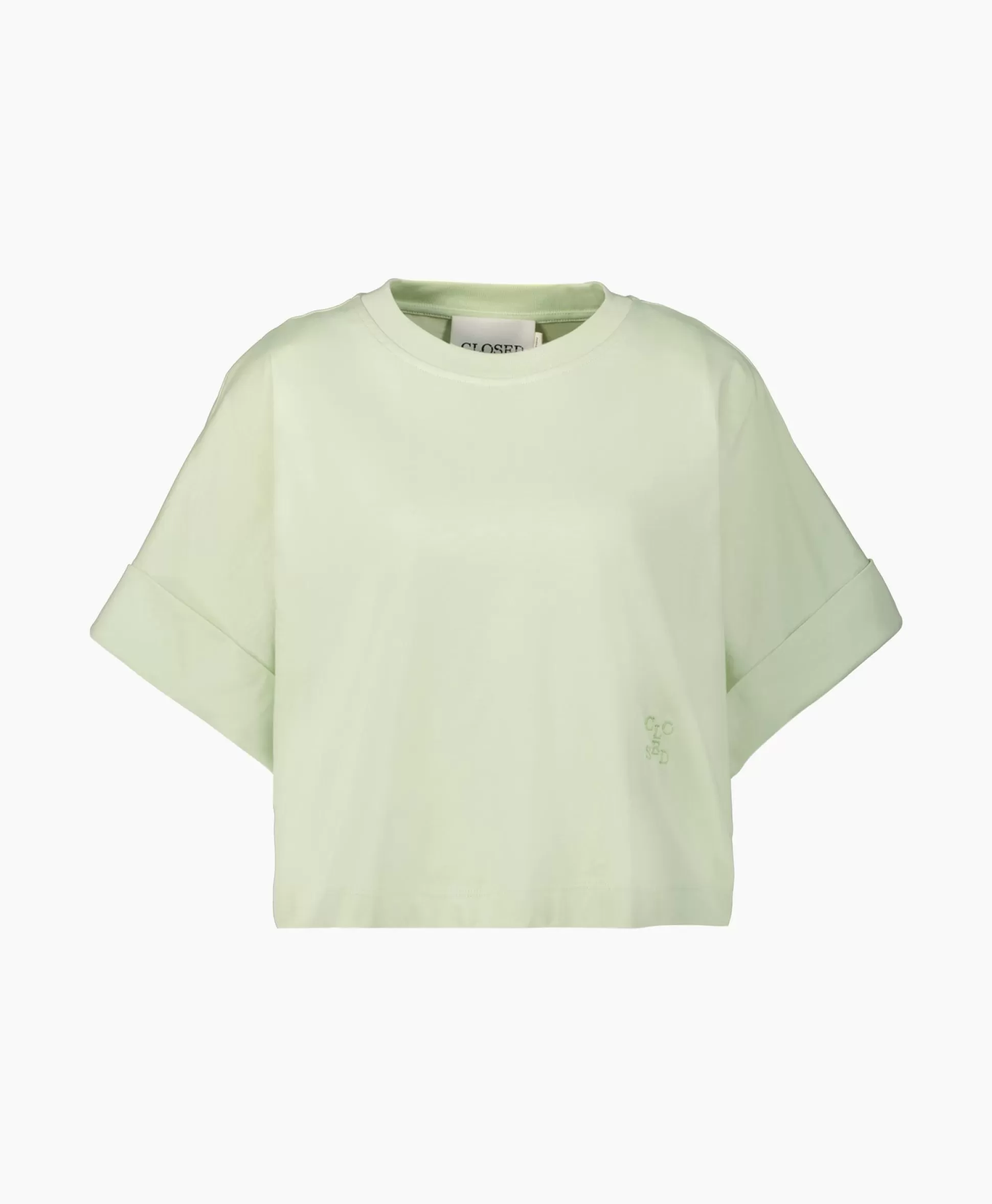 Cheap T-Shirt Korte Mouw Turn Up Licht Groen Dames T-Shirts & Tops