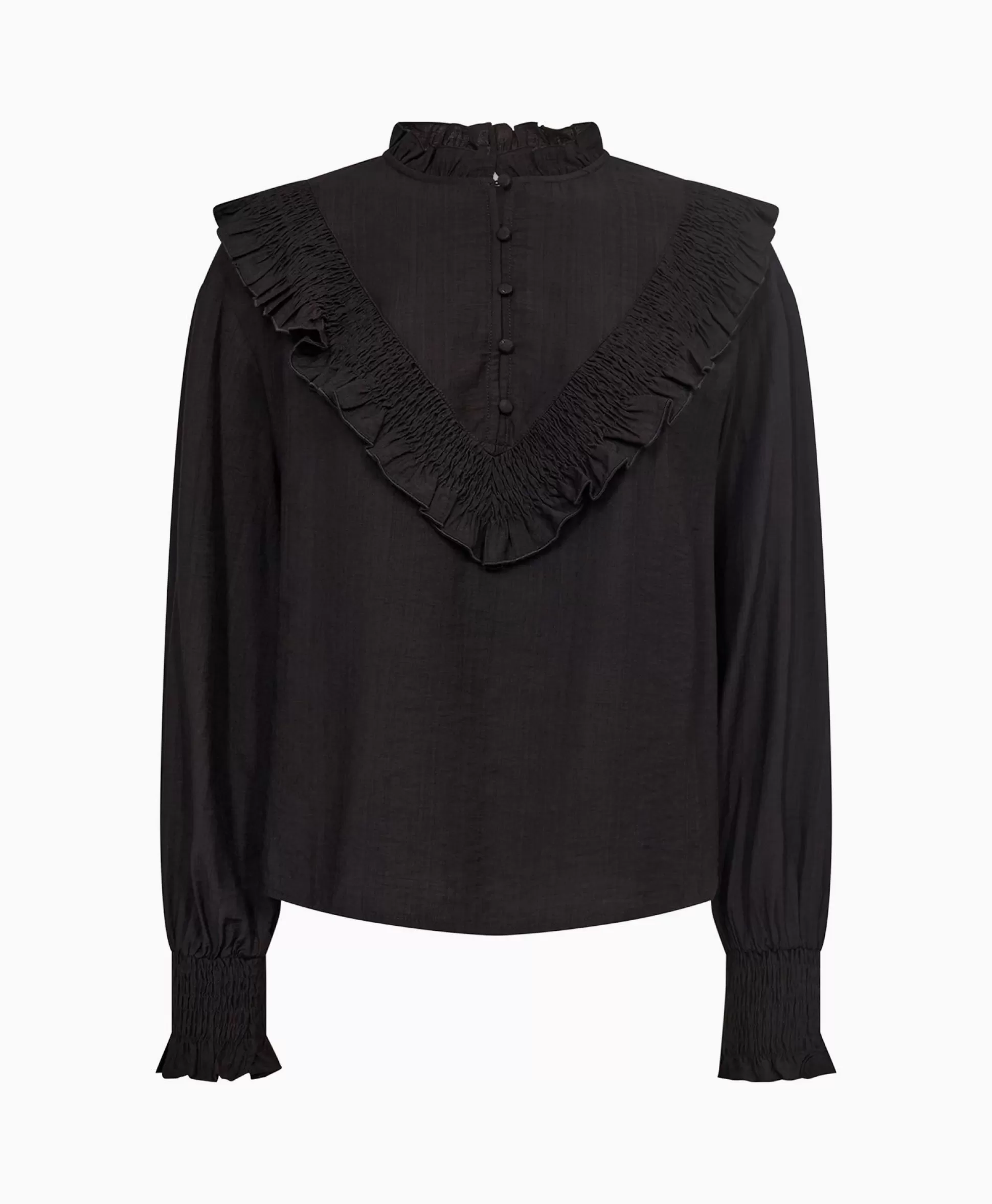 Fashion Co'Couture Blouse Angus Frill Zwart Dames Blouses