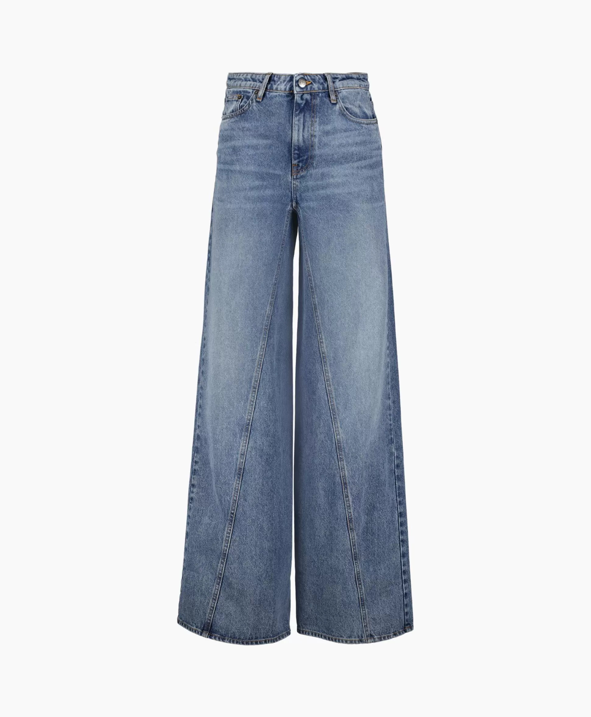 Hot Co'Couture Jeans Vika Long Wide Seam Licht Blauw Dames Broeken