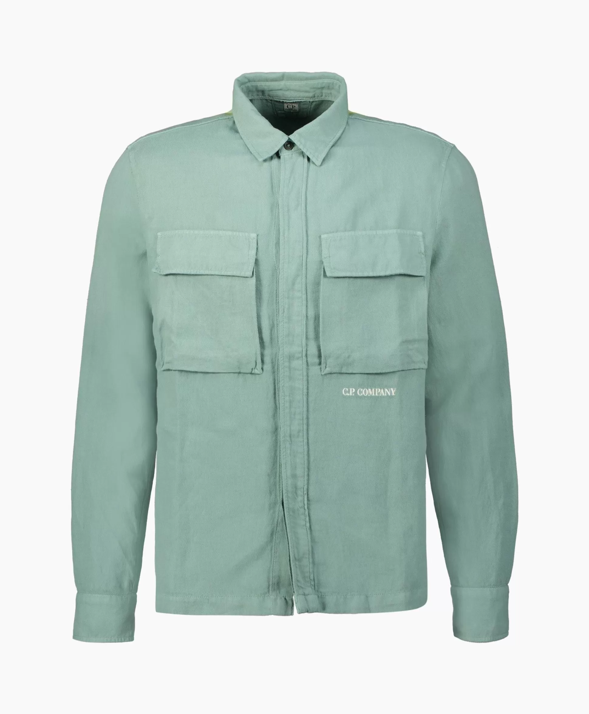 Sale Overshirt Broken Linen Cotton Groen Heren Jassen