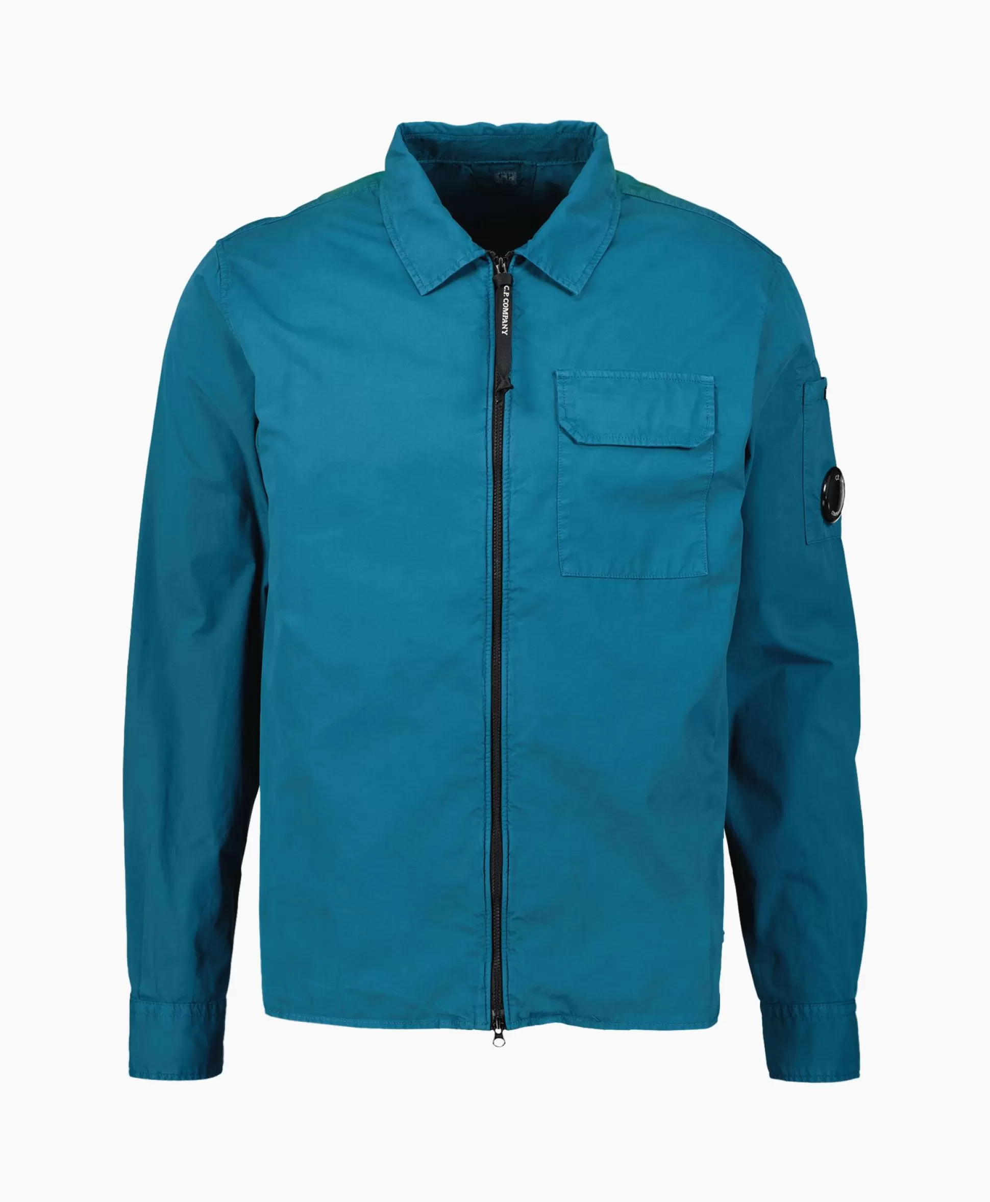 Discount Overshirt Gabardine Zipped Blauw Heren Jassen