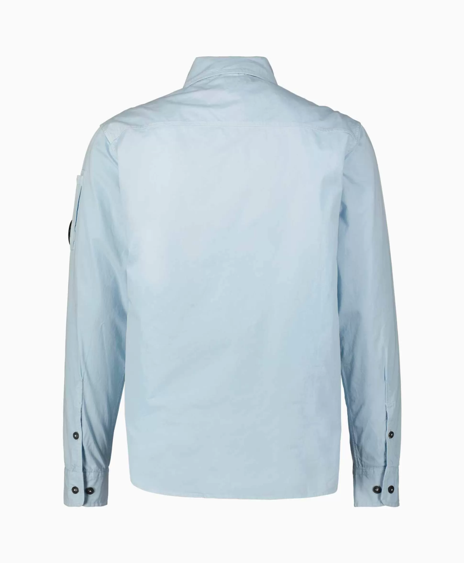 Cheap Overshirt Gabardine Zipped Licht Blauw Heren Jassen