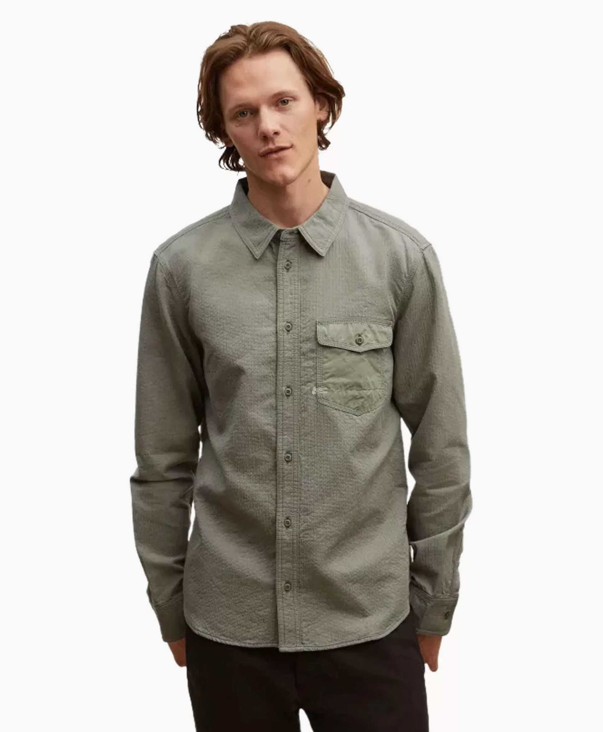 Shop Overhemd Worker Reg Shirt Sfm Groen Heren Overhemden