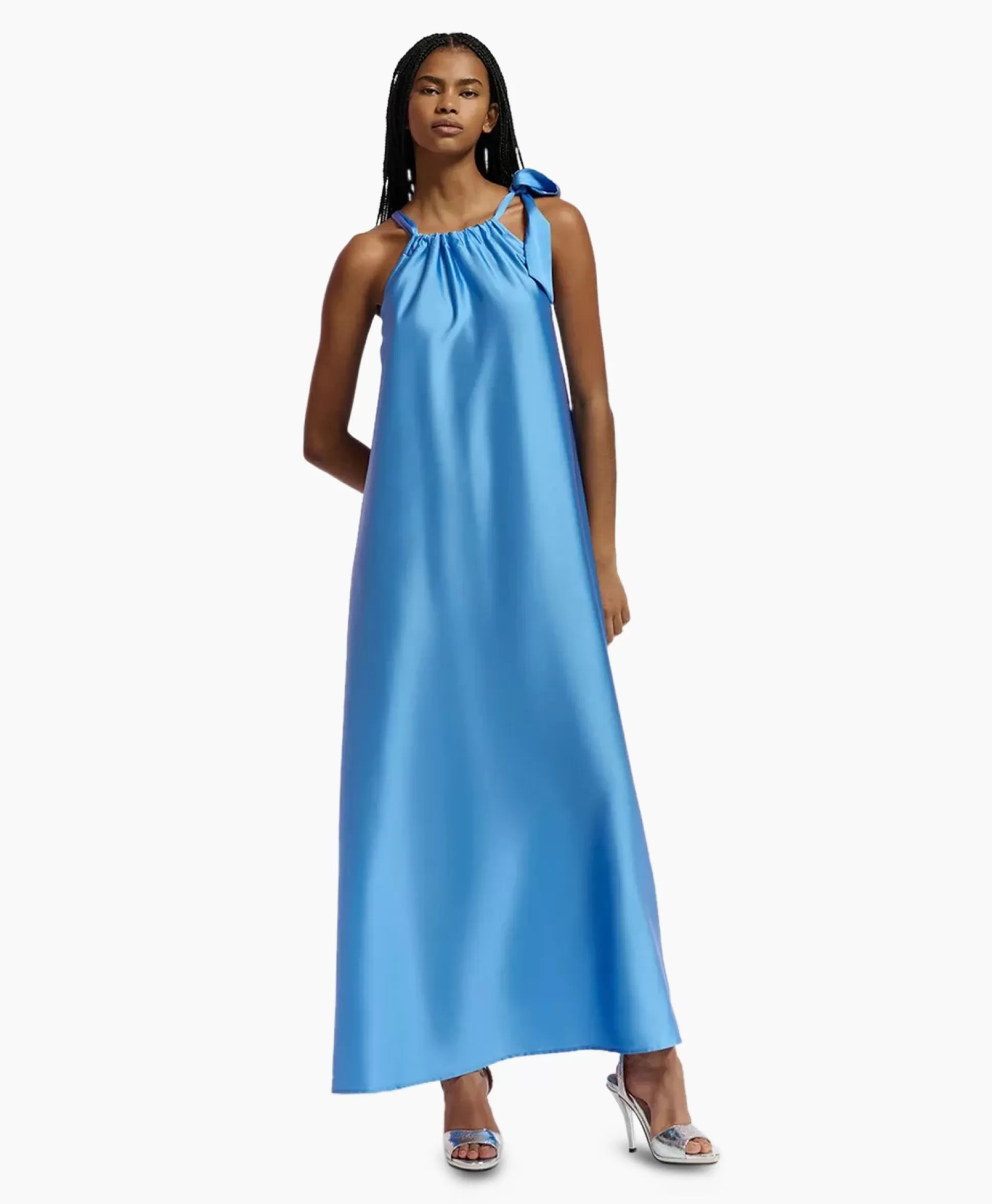 Clearance Maxi Jurk Famson Blauw Dames Bruiloftskleding