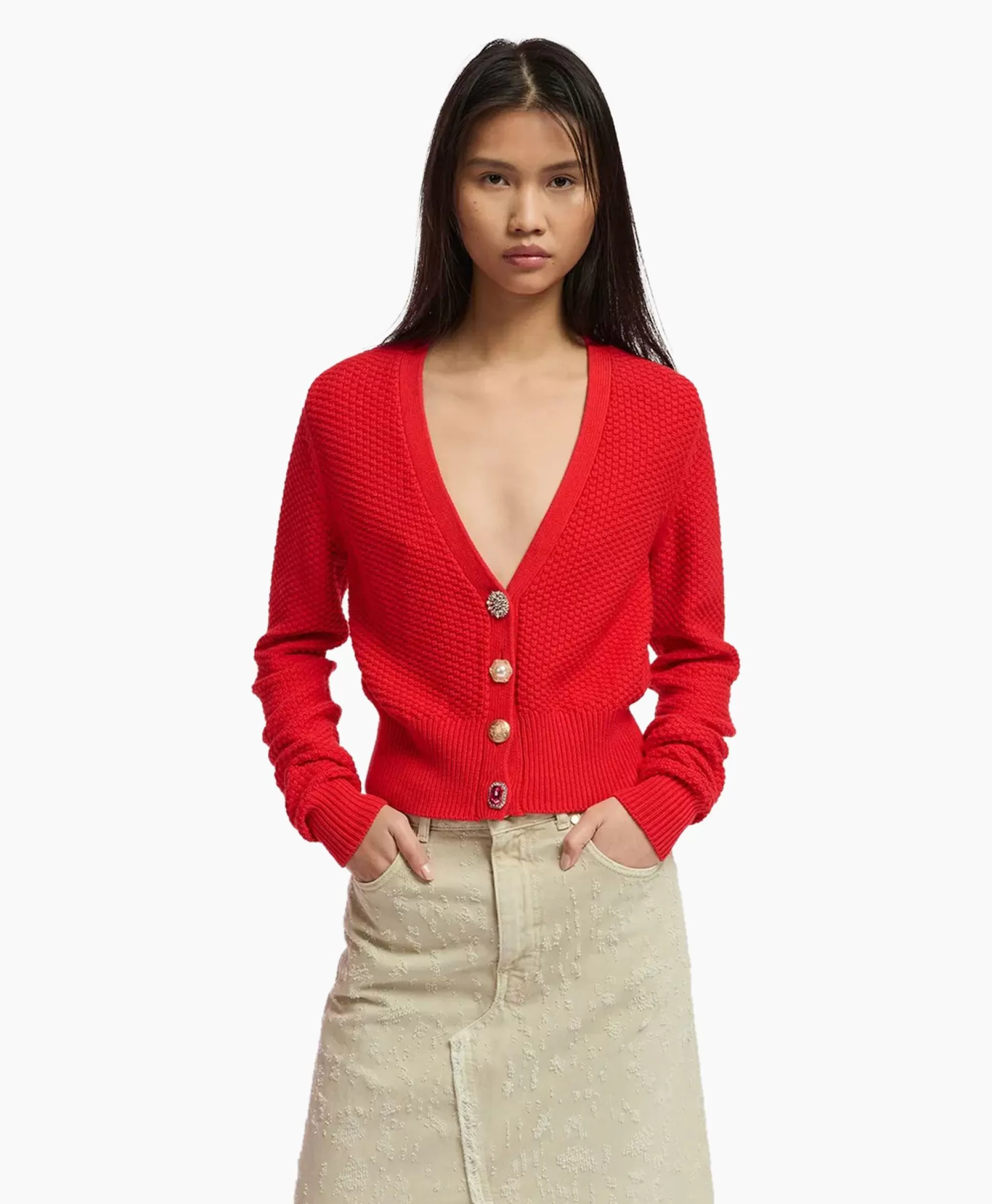 Store Vest Farah Midden Rood Dames Vesten