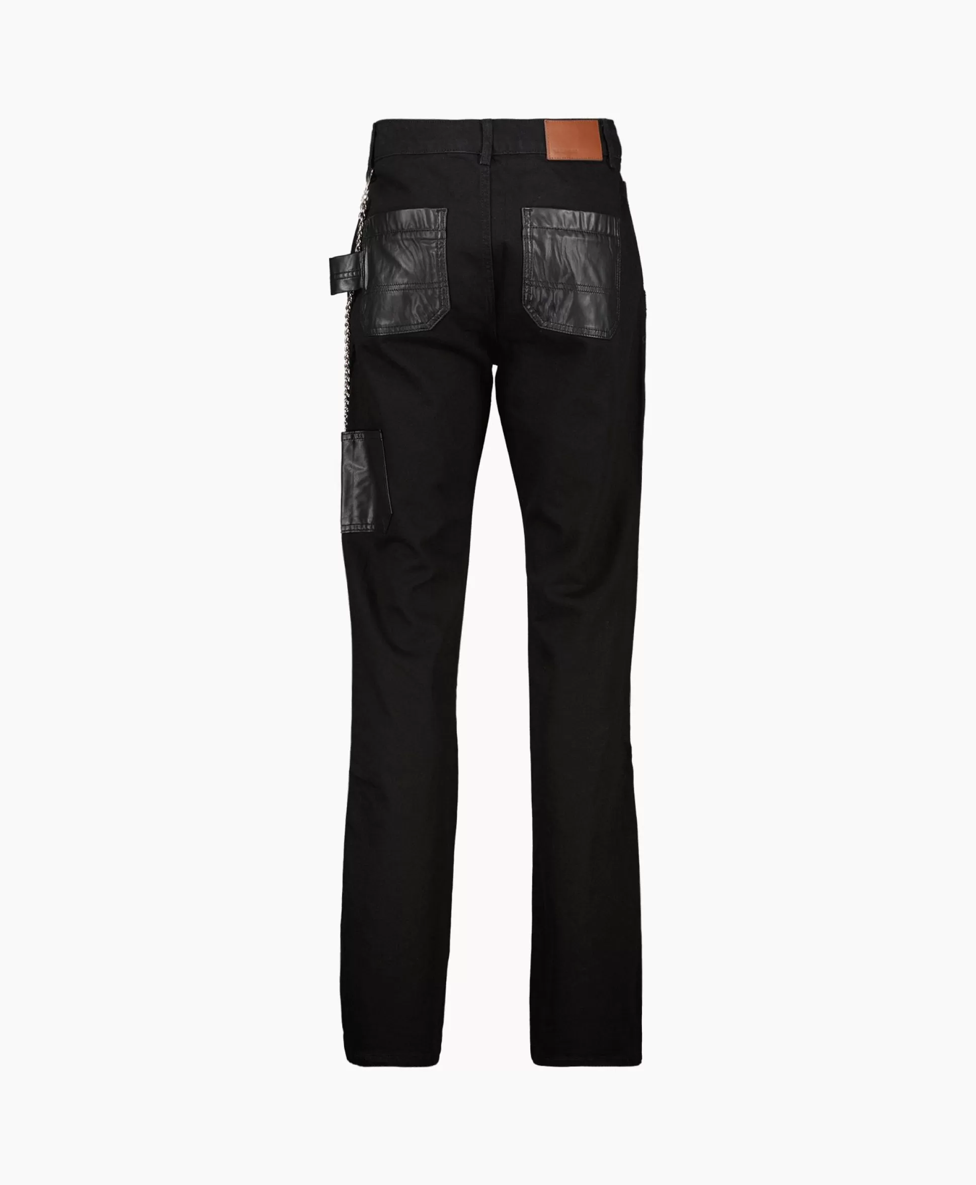 Online Flaneur Jeans Carpenter Straight With Leather Patches Zwart Heren Broeken