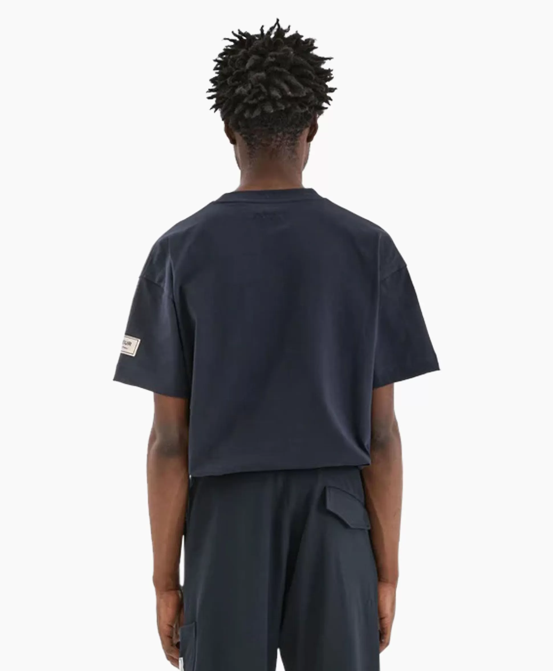 Cheap Flaneur T-Shirt Korte Mouw Atelier Sleeve Amblem Donker Blauw Heren T-Shirts