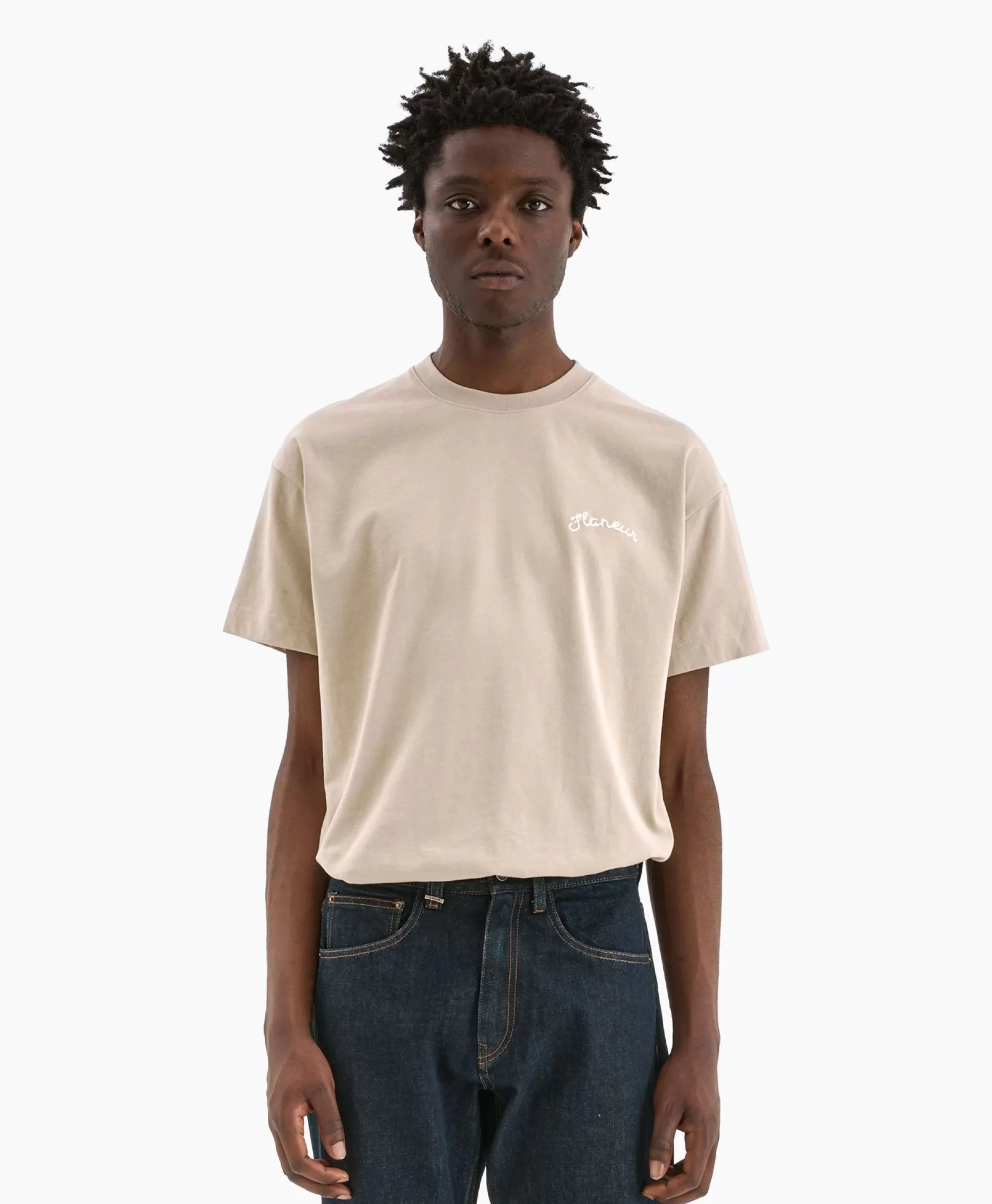 Sale Flaneur T-Shirt Korte Mouw Signature Beige Heren T-Shirts