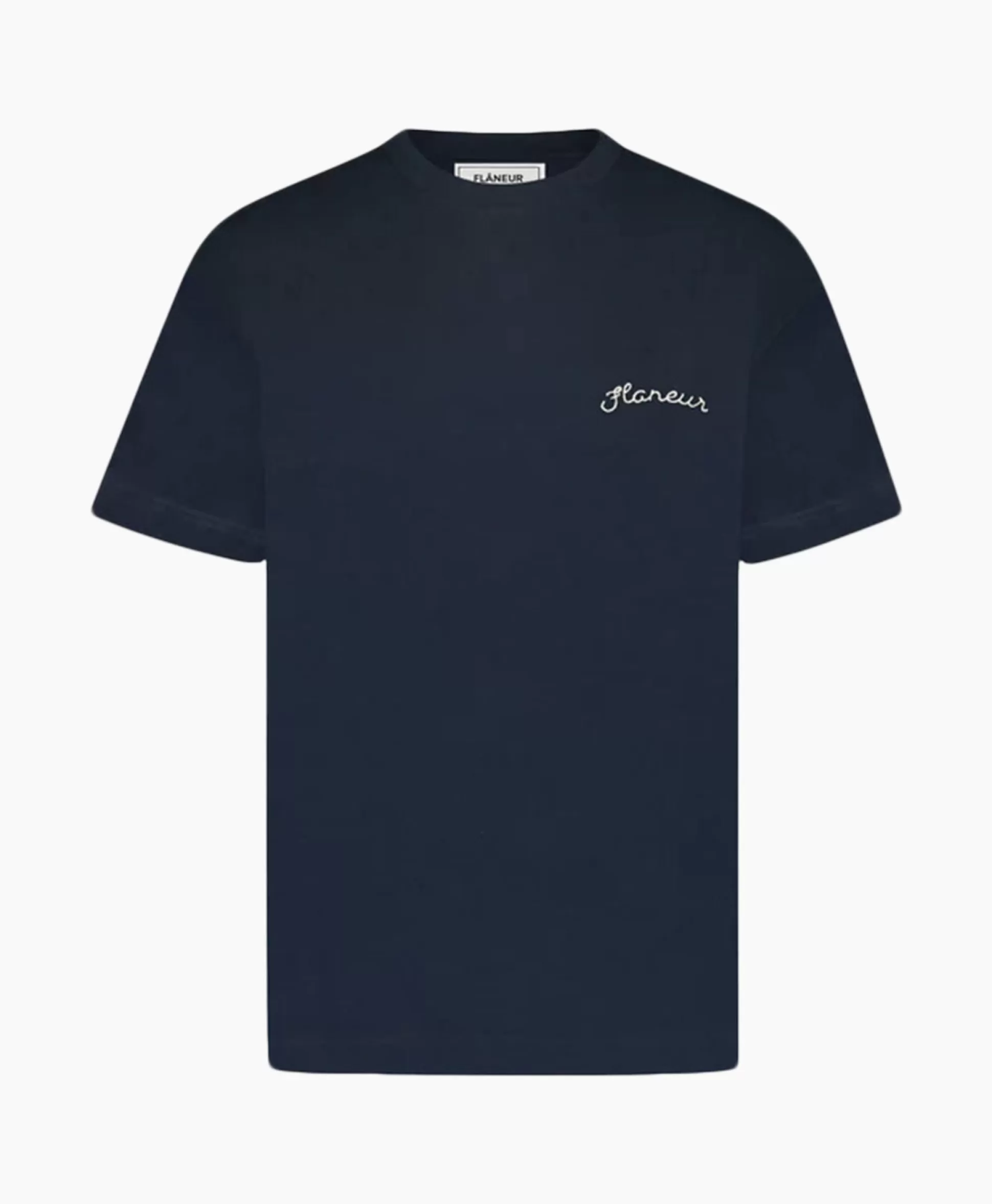 Online Flaneur T-Shirt Korte Mouw Signature Donker Blauw Heren T-Shirts