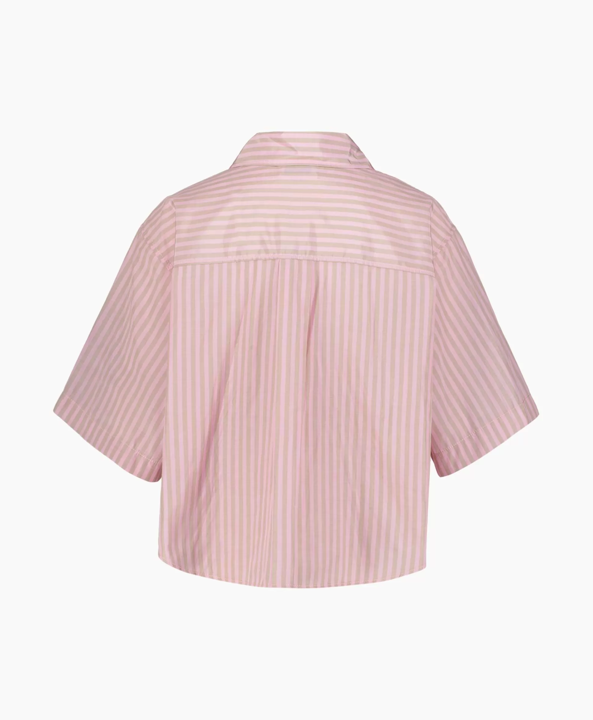 Shop Blouse Chic Striped Taffetas Half Sleeves Boxy Rose Dames Blouses