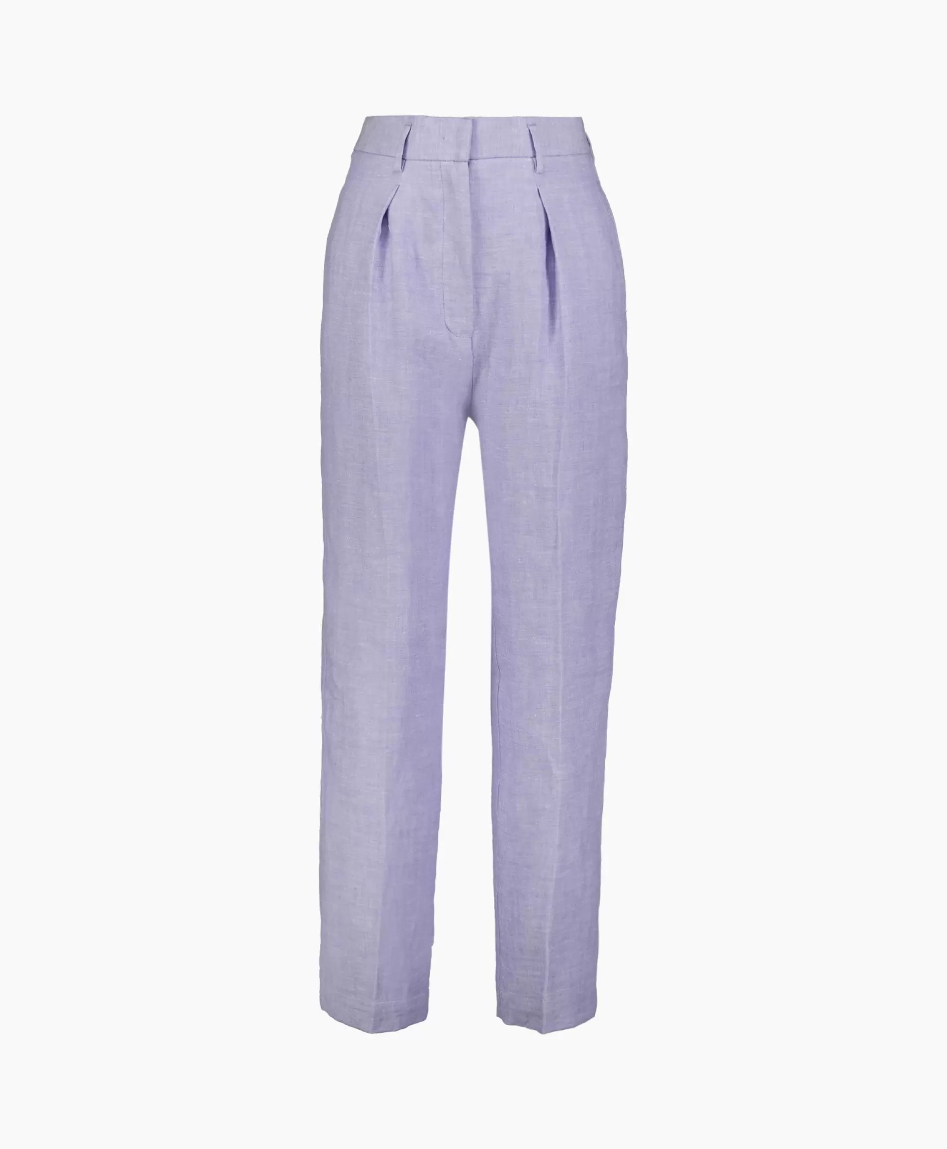 Outlet Pantalon Chic Linen Herringbone High Waist Lila Dames Broeken