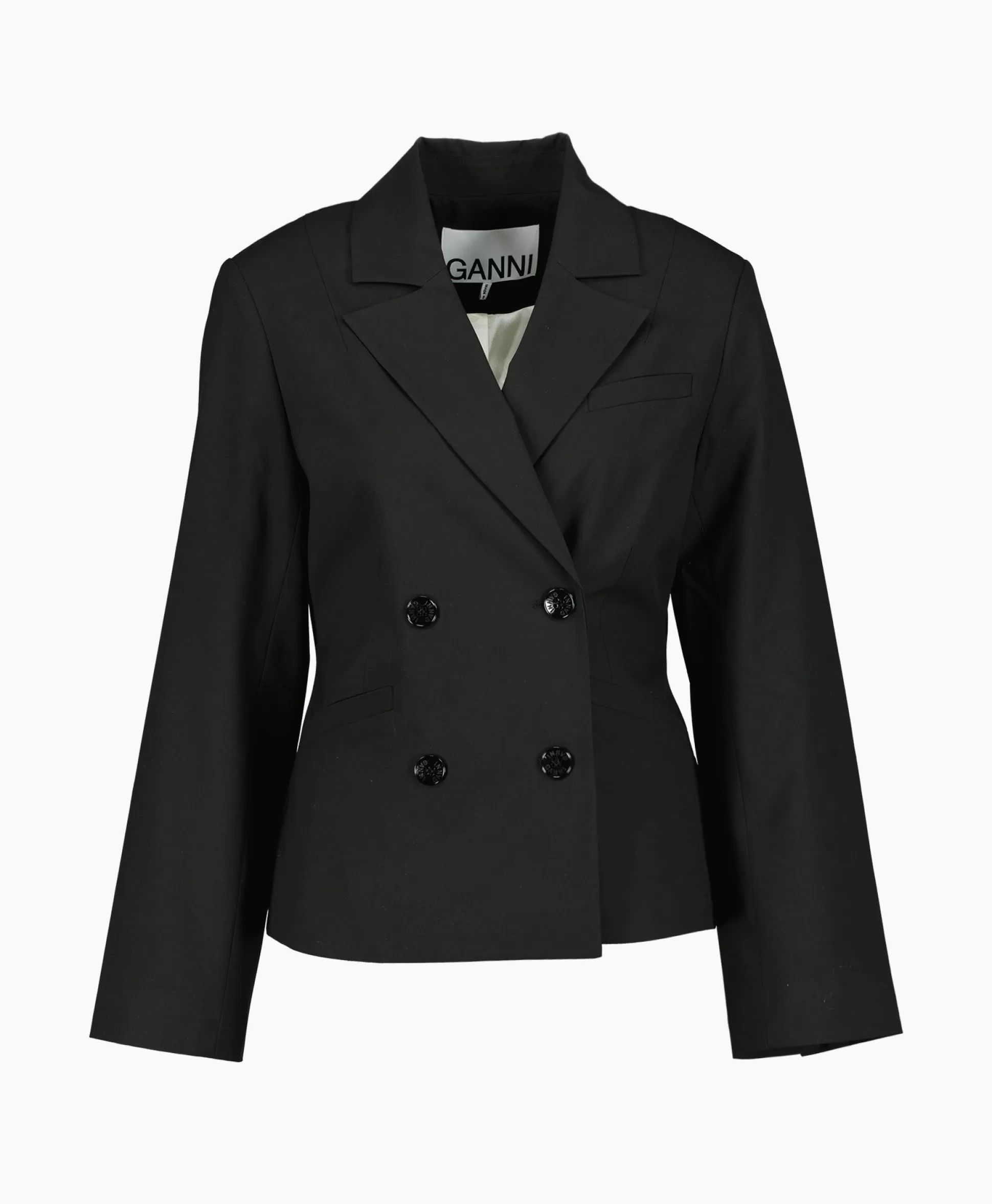 Hot Blazer Drapey Melange Fitted Double Breasted Zwart Dames Blazers