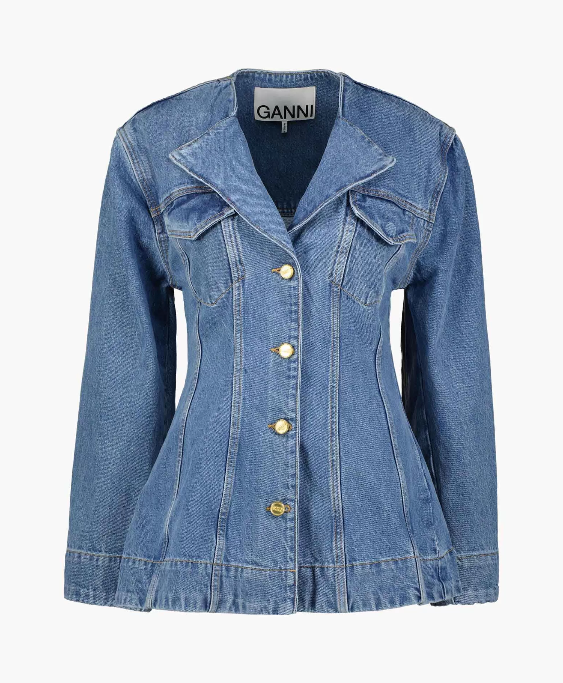 Discount Jack Cutline Denim Fitted Midden Blauw Dames Jassen