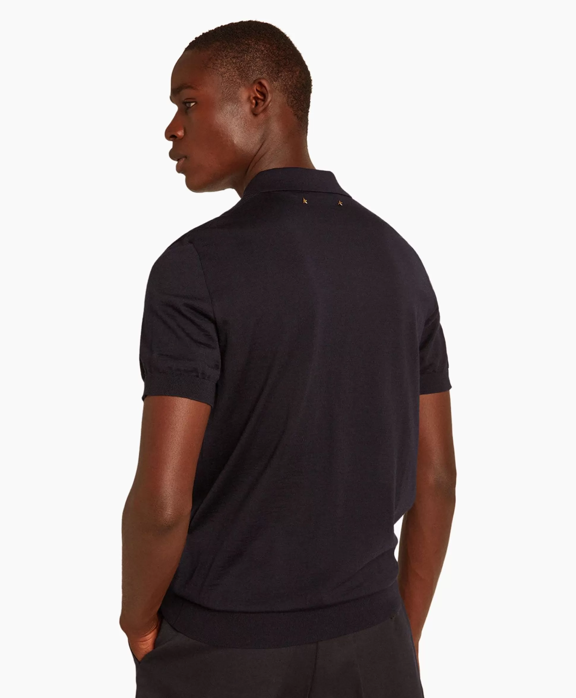 Outlet Polo Golden M's Knit Merino Wool Donker Blauw Heren Polo's