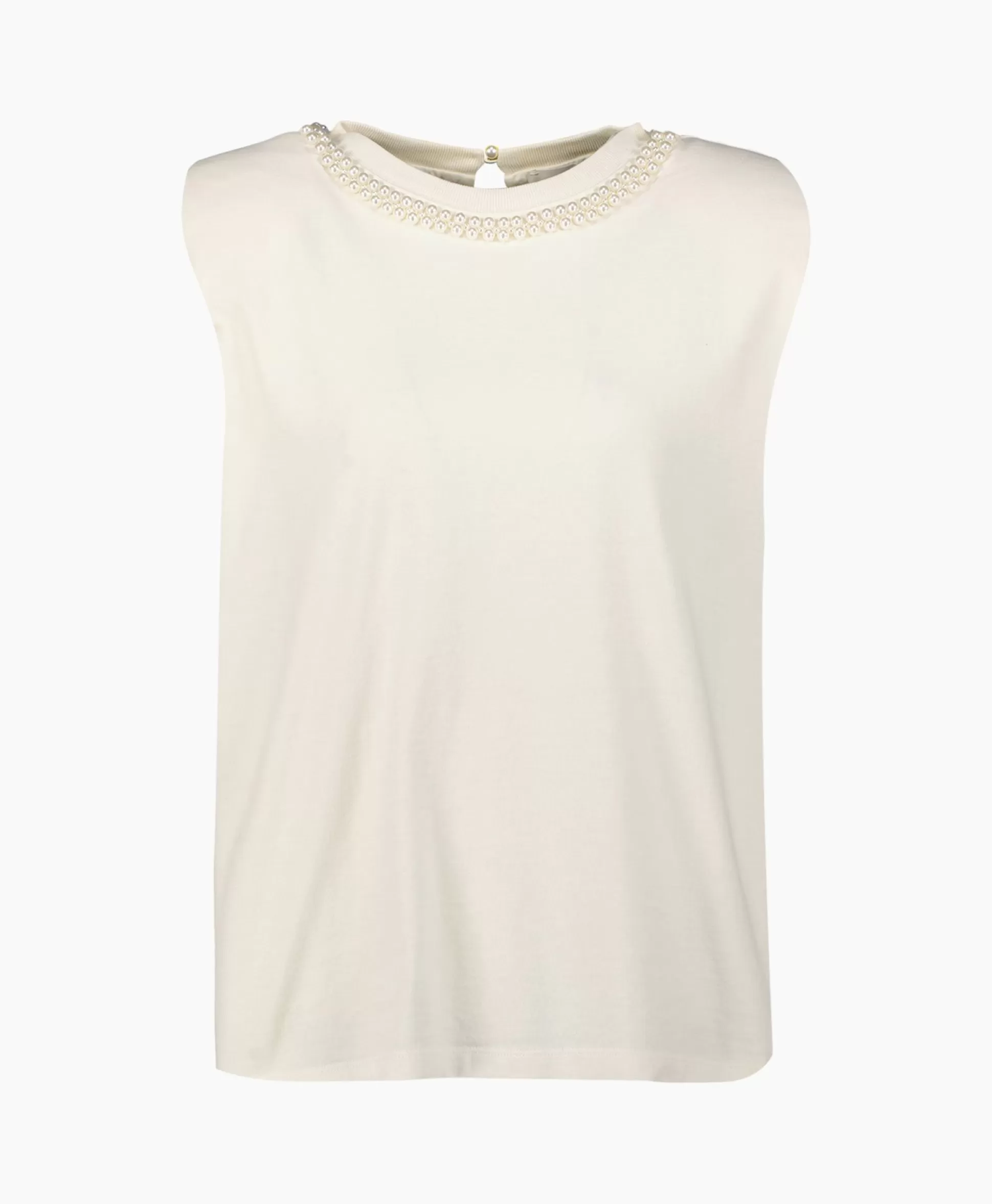 Store Top Journey W's Sleeveless Padded Shoulders Pearls Off White Dames T-Shirts & Tops