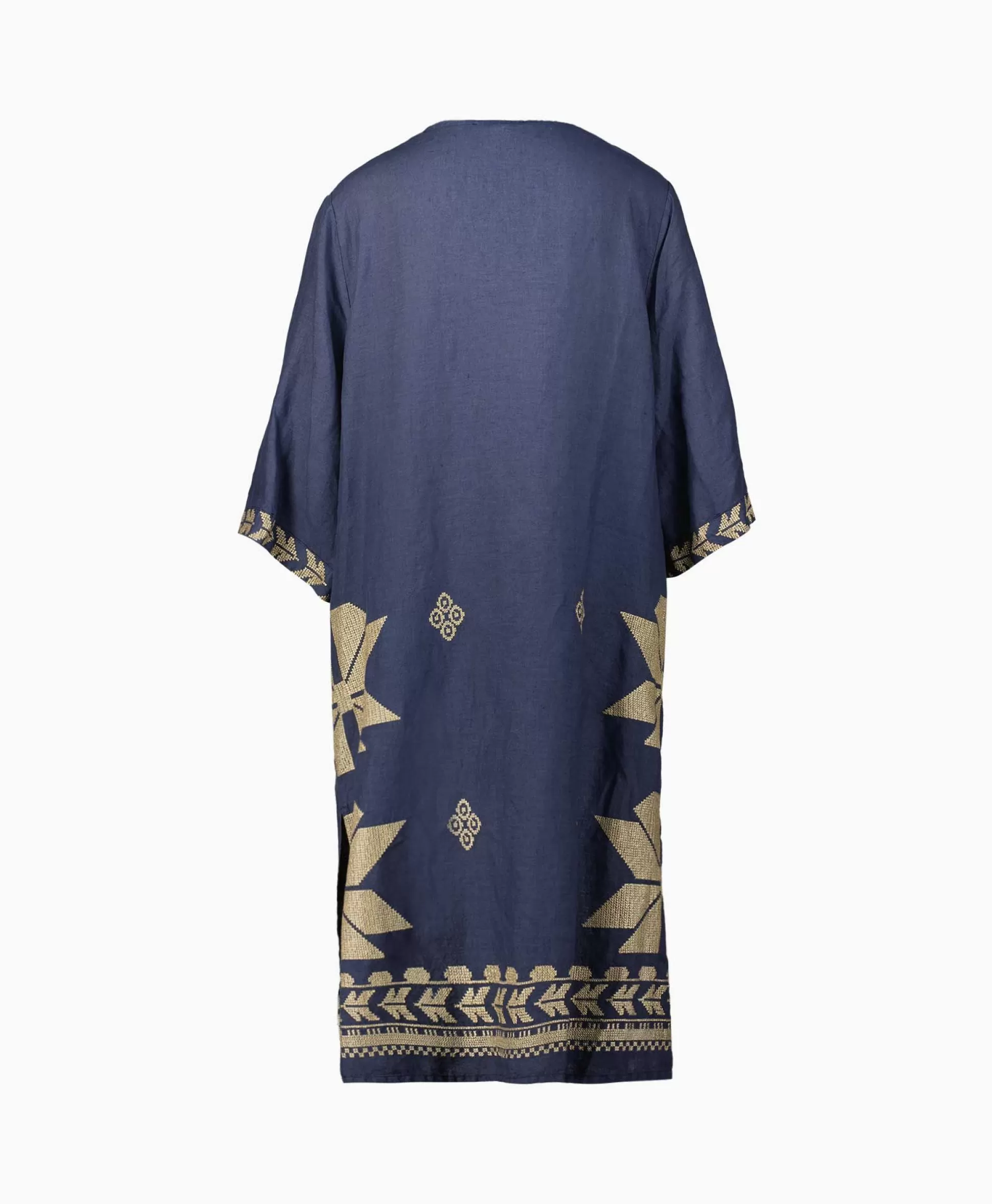 Flash Sale Midi Jurk Aeolis V-Neck Donker Blauw Dames Bruiloftskleding
