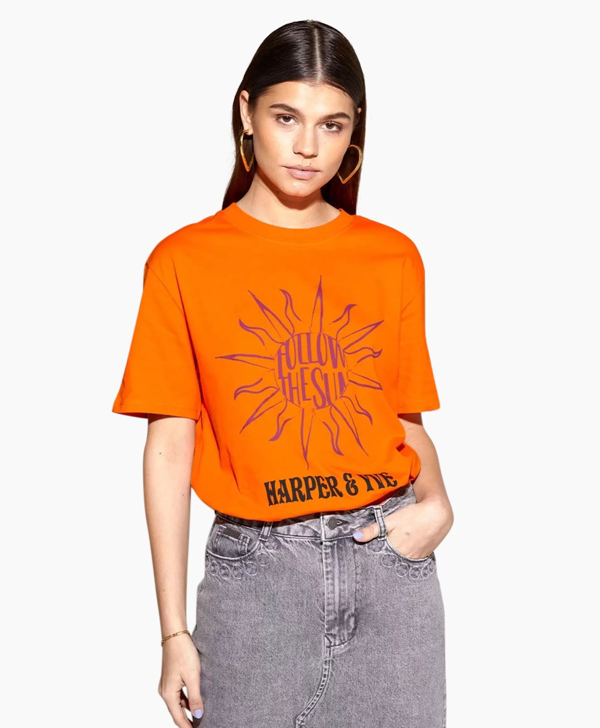 Flash Sale Harper & Yve T-Shirt Korte Mouw Followthesun-Ss Oranje Dames T-Shirts & Tops