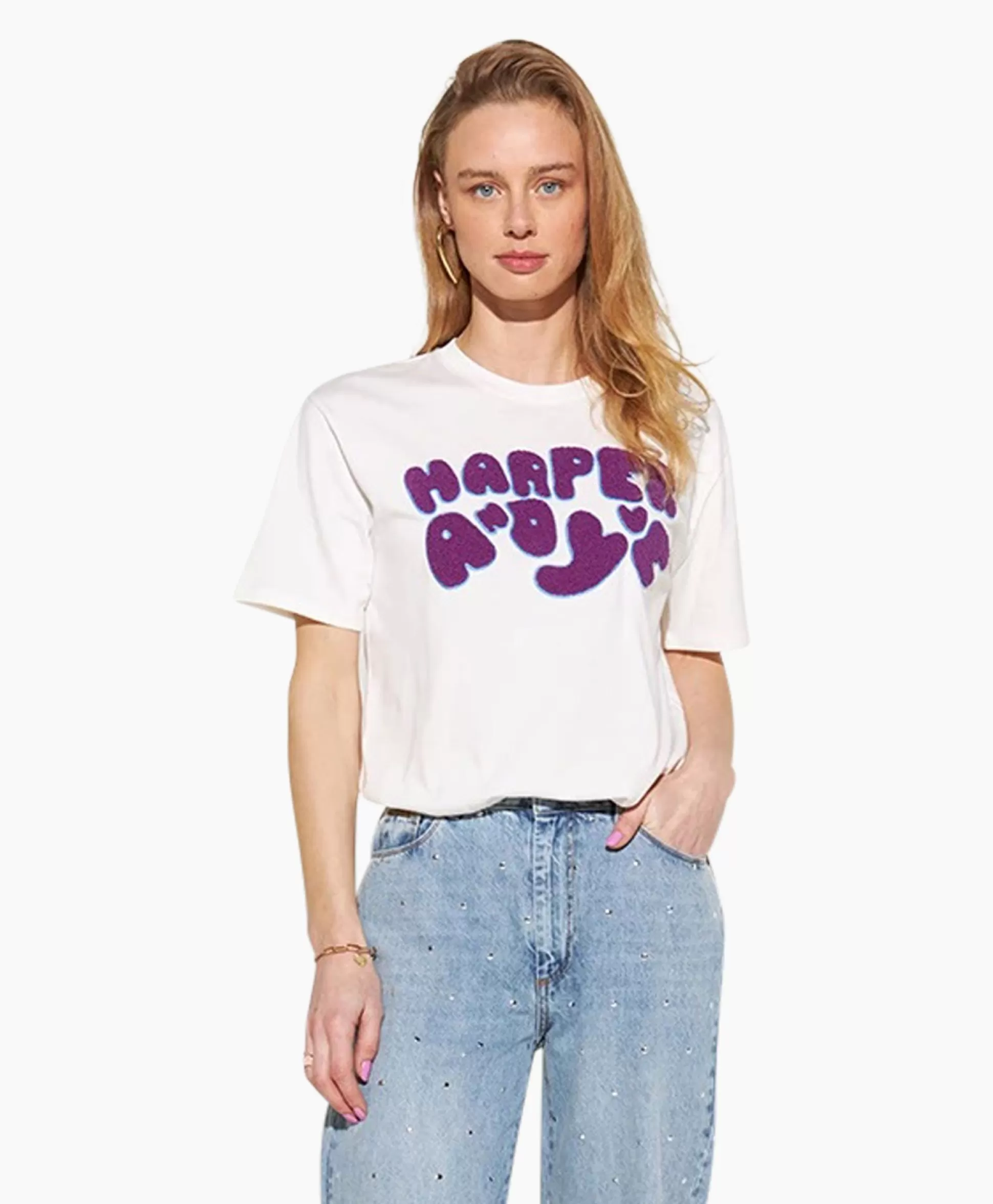 Clearance Harper & Yve T-Shirt Korte Mouw Logo-Ss Off White Dames T-Shirts & Tops