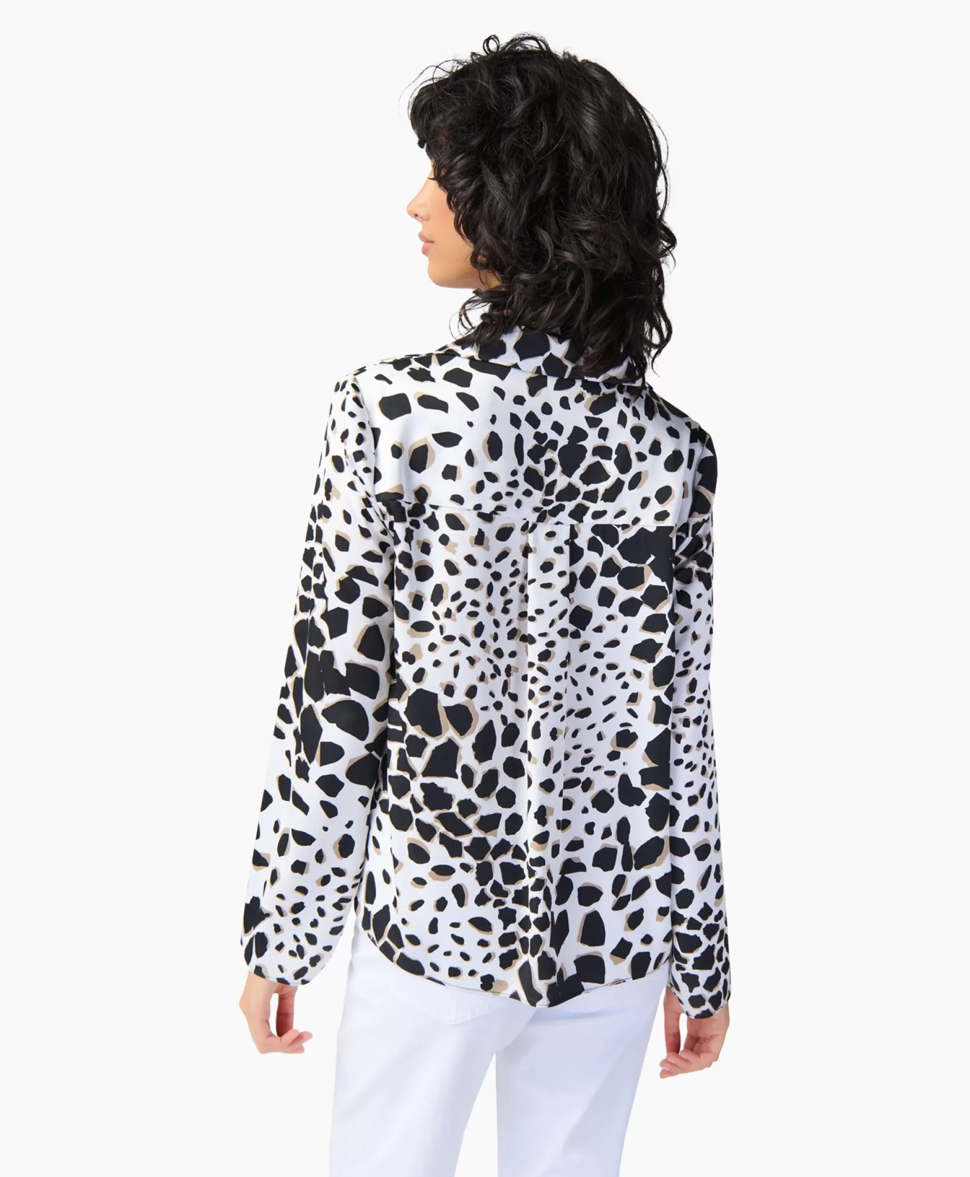 Best Blouse Lange Mouw Print Wikkel Zwart Dessin Dames Blouses